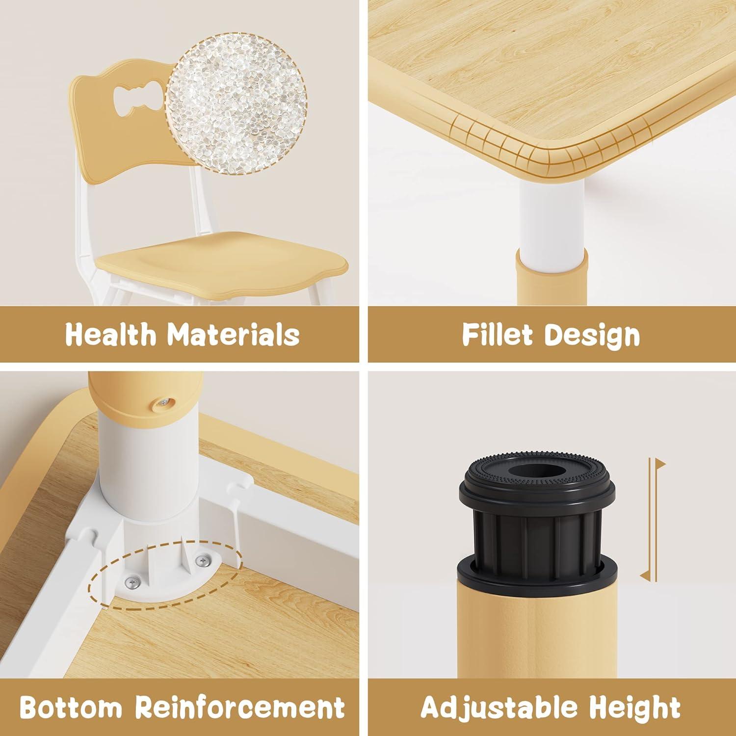 Conjunto Mesa y 2 Sillas Ajustables Brelley para Niños 2-8 Años