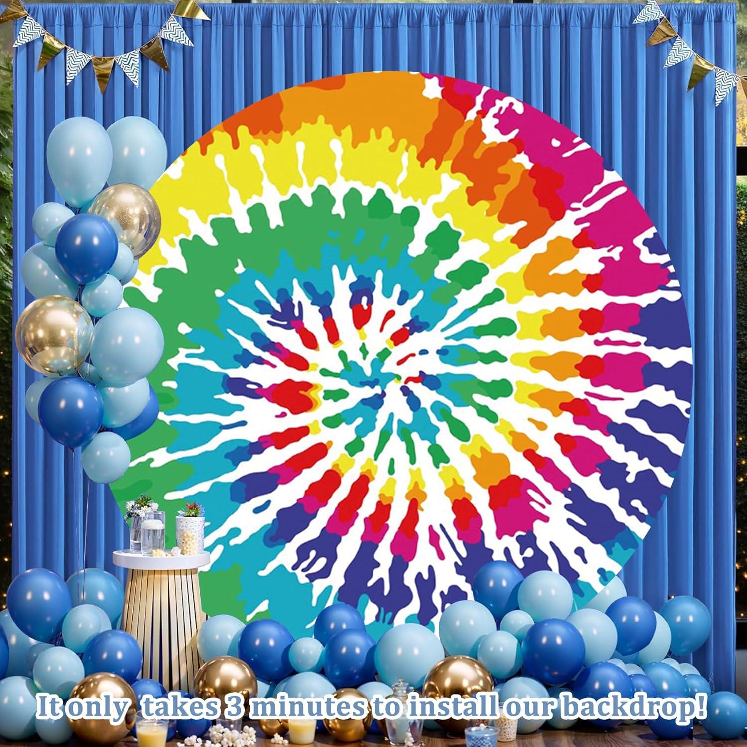 Fondo Redondo 2m Renaiss Tie Dye Colorido para Fotografía