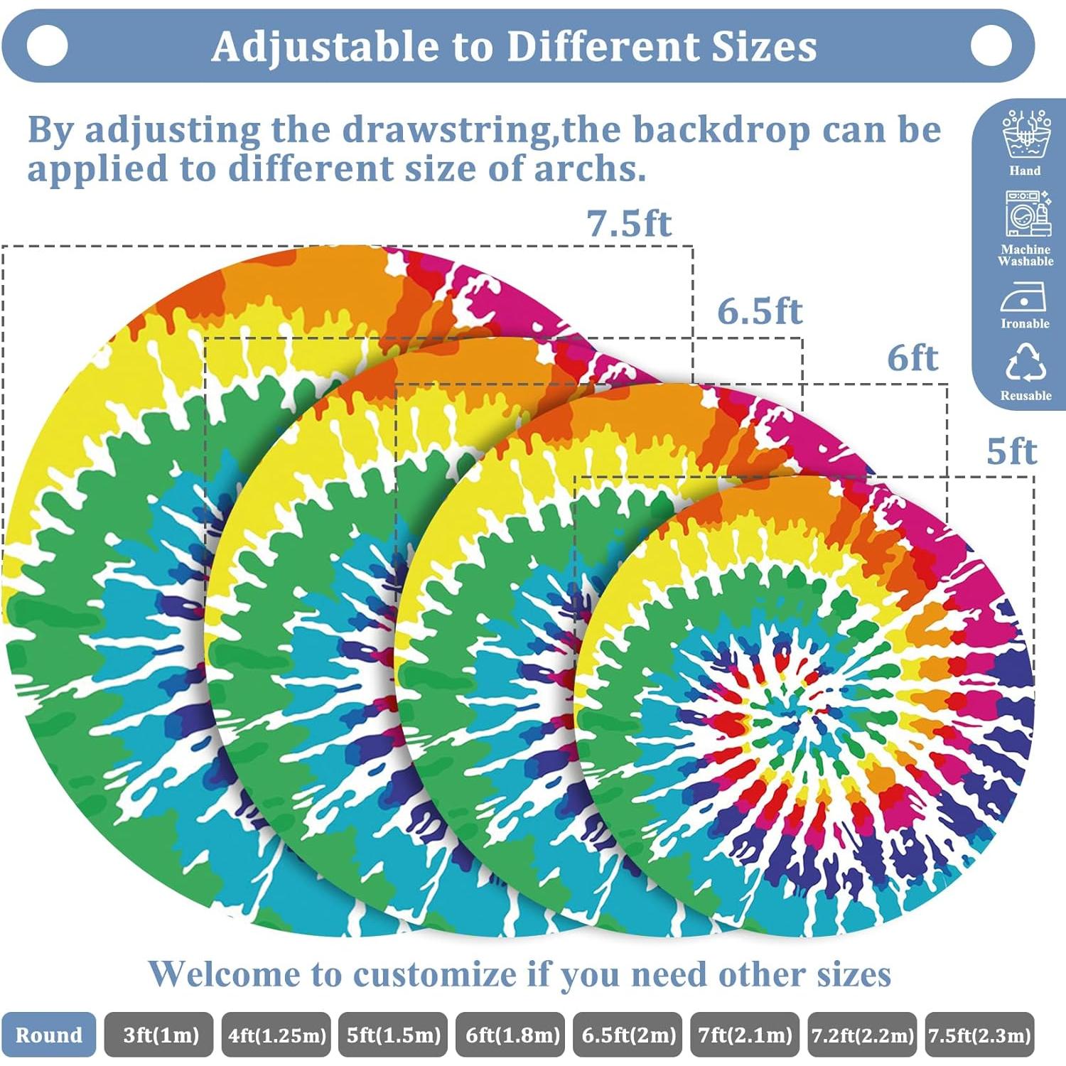 Fondo Redondo 2m Renaiss Tie Dye Colorido para Fotografía