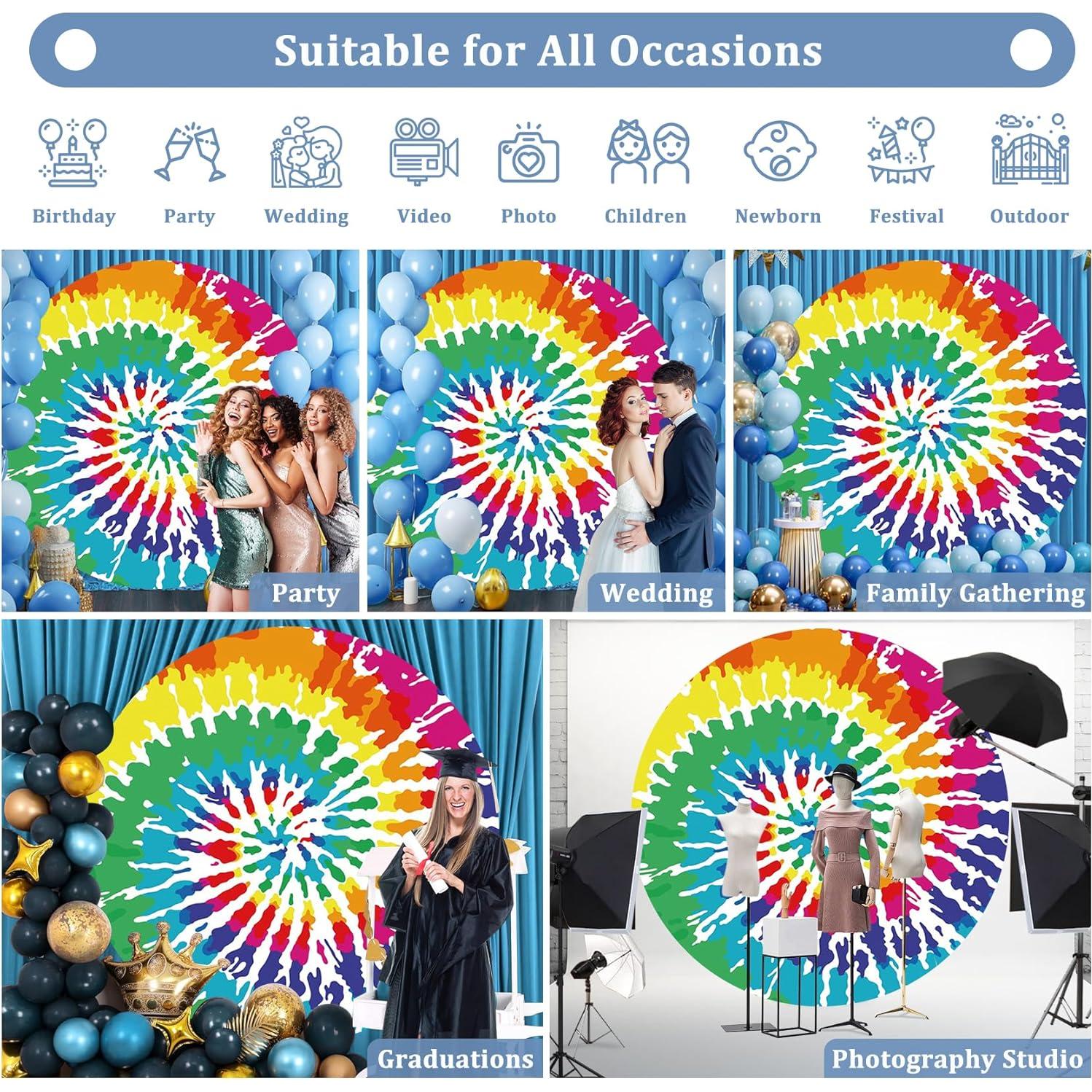 Fondo Redondo 2m Renaiss Tie Dye Colorido para Fotografía