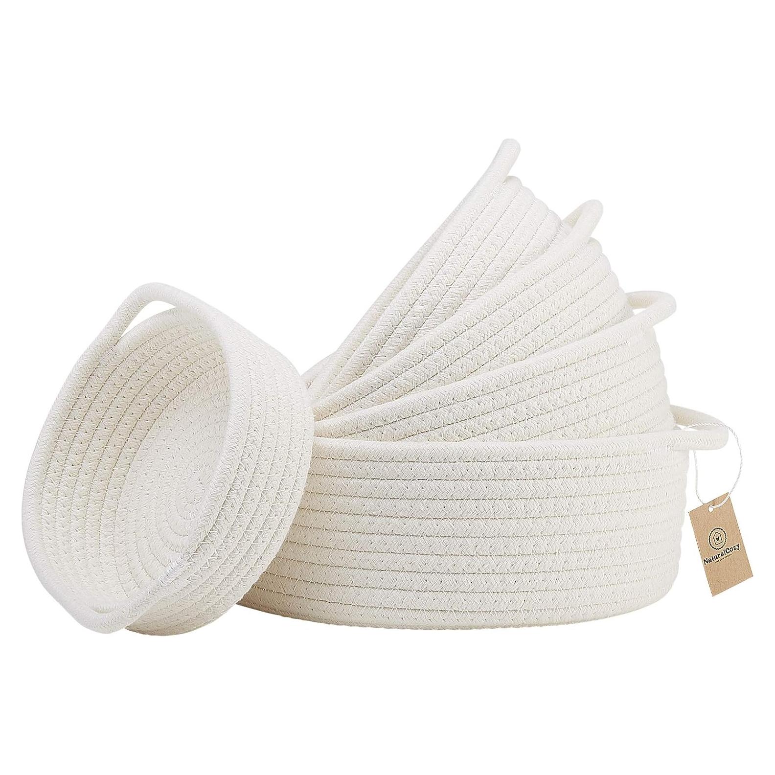 Juego de 5 Cestas Redondas Tejidas NaturalCozy - Algodón