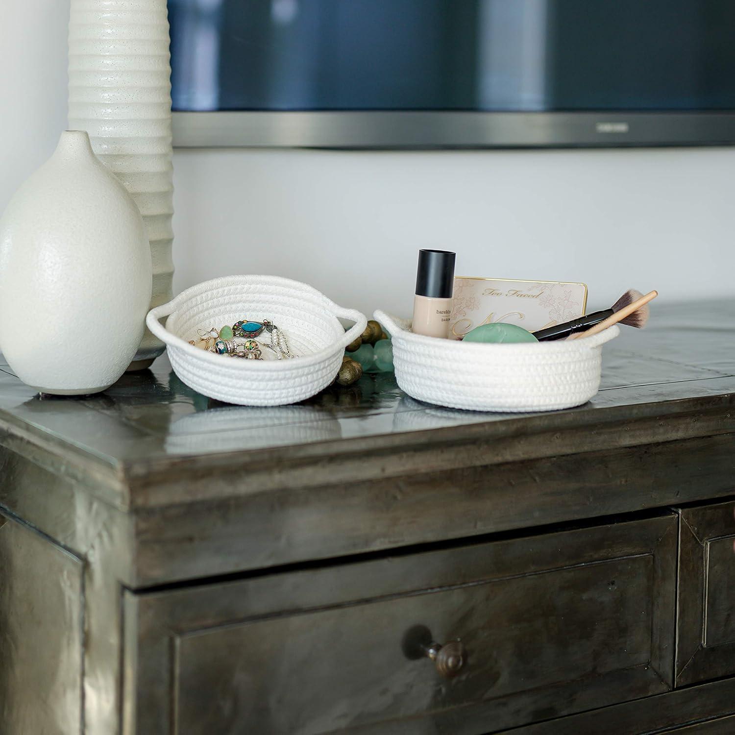 Juego de 5 Cestas Redondas Tejidas NaturalCozy - Algodón