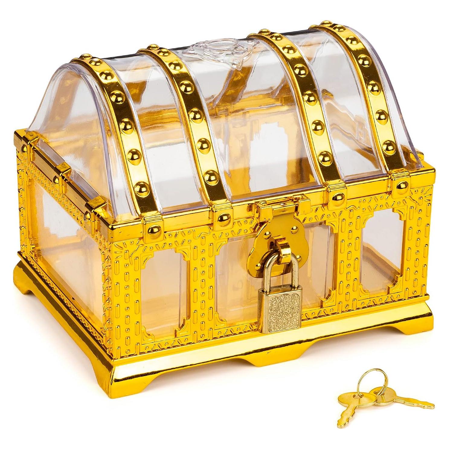 Cofre del Tesoro Pirata Pemalin con Cerradura y Llaves 14x12cm