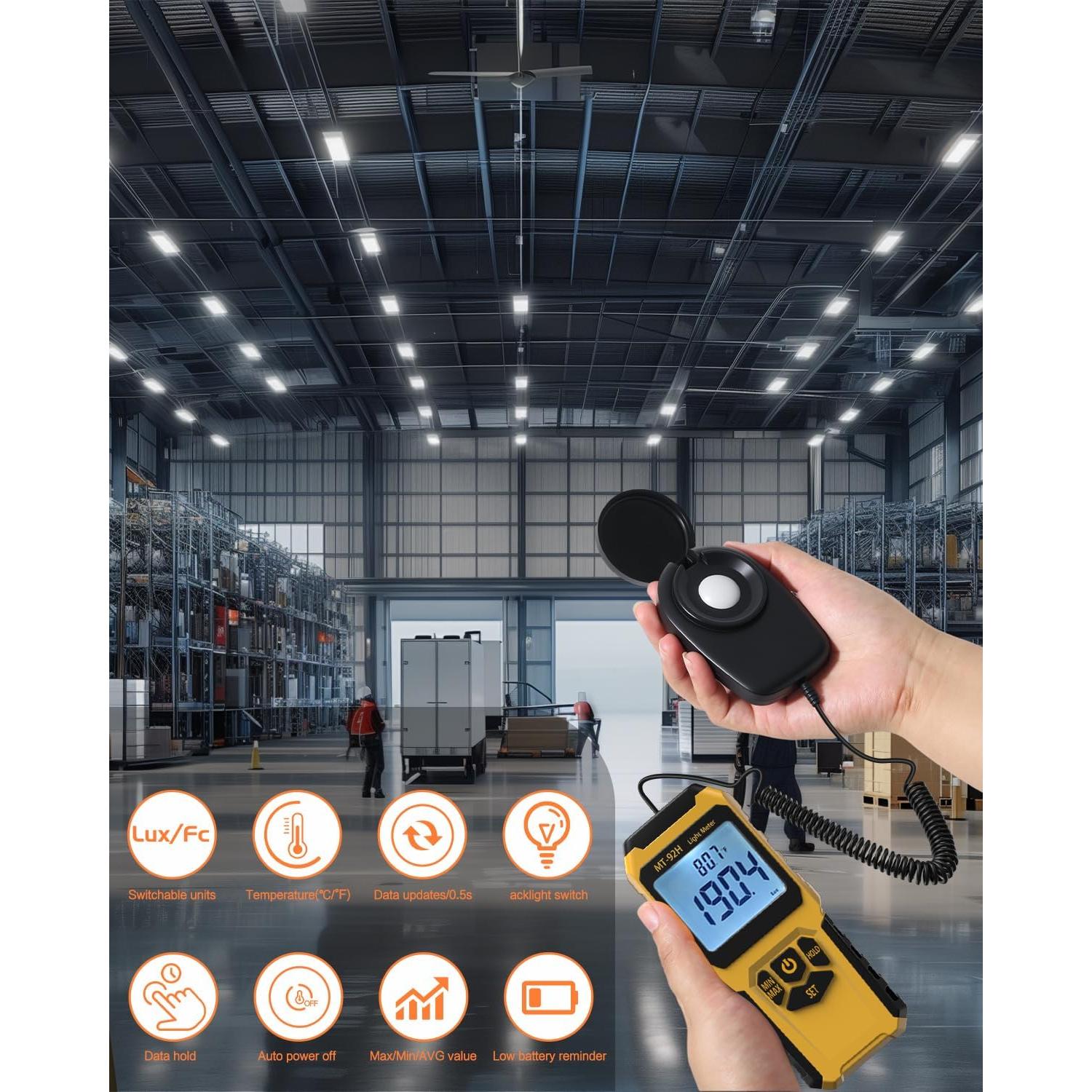 Medidor de Luz URCERI MT-92H 0-200,000 Lux Sensor Dividido