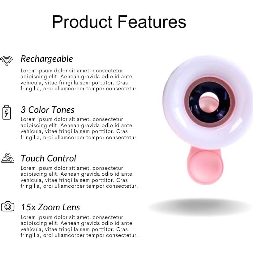 Lente Macro Clip-On 15x CosmoGlo con Luz LED Rosa