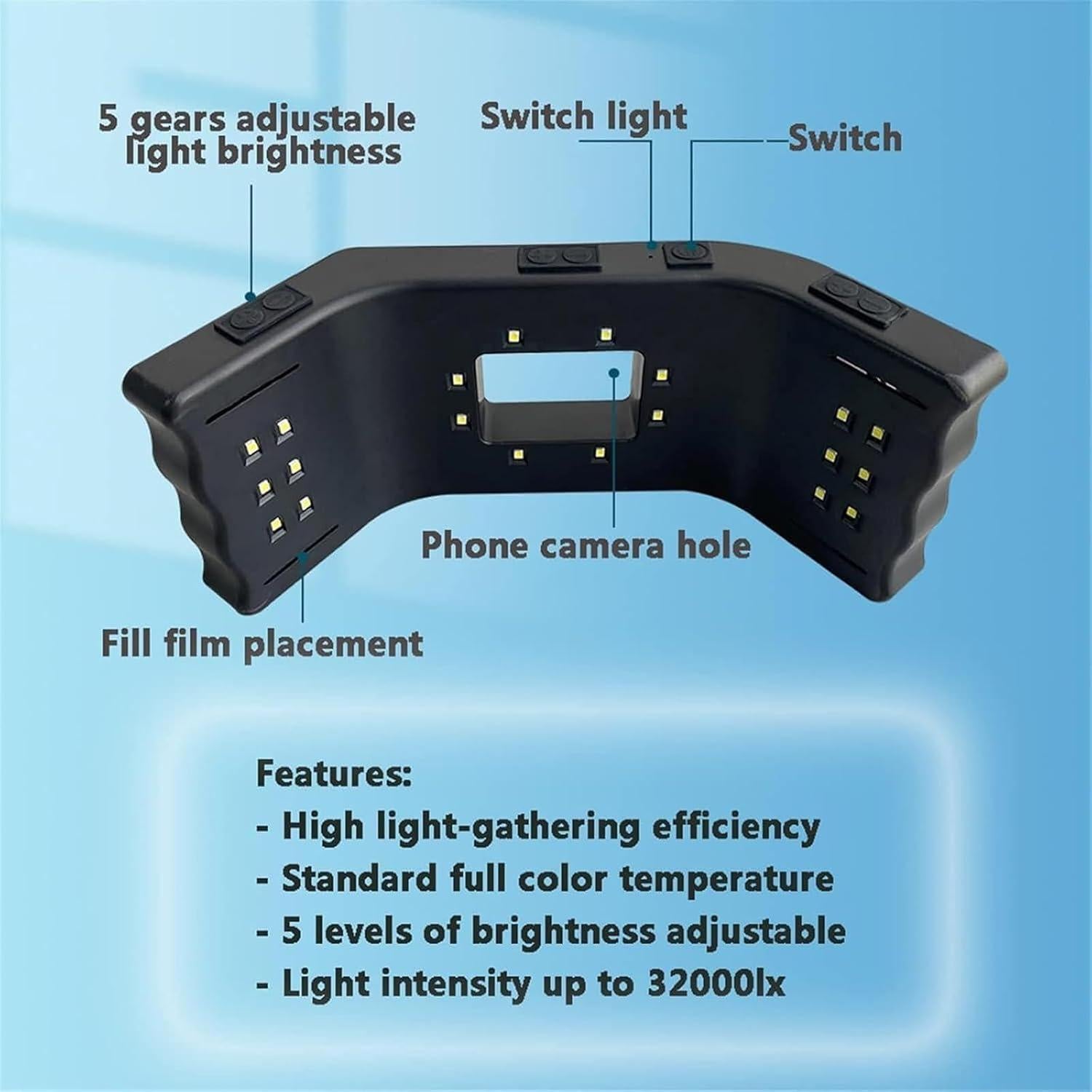 Kit de Luz de Fotografía Dental Móvil 20 LED 6000-6500K