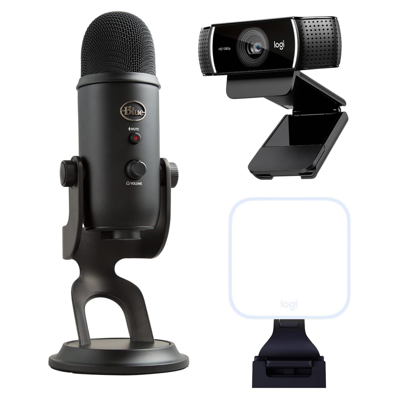 Paquete de Podcast Blue Yeti + Logitech C922x Pro + Litra Glow