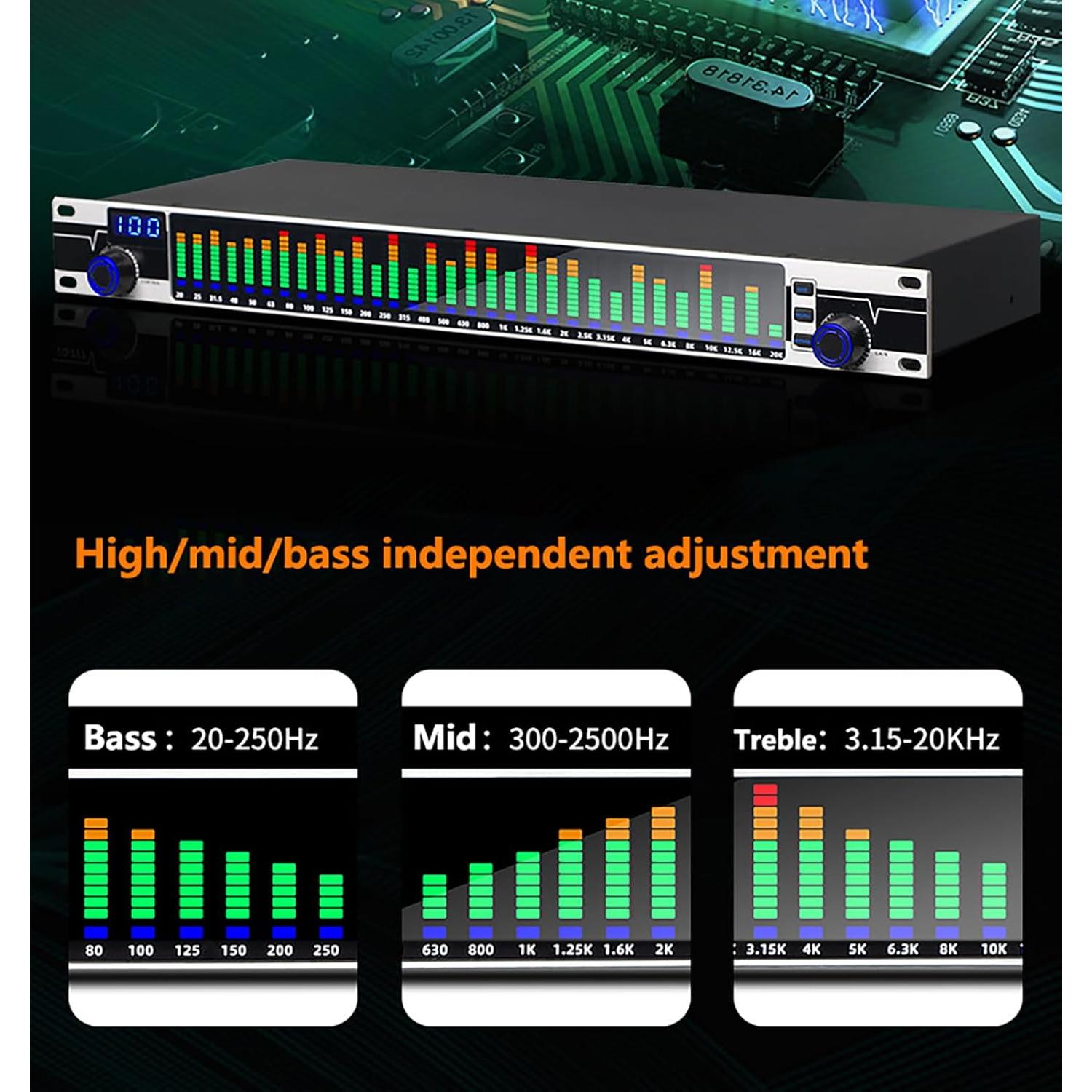 Ecualizador Gráfico Profesional CDULOKLB 31 Bandas LED 10 Efectos