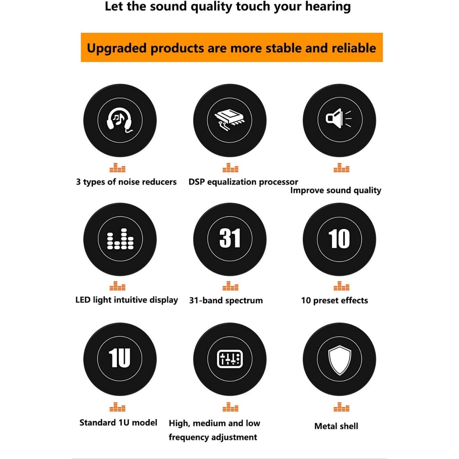 Ecualizador Gráfico Profesional CDULOKLB 31 Bandas LED 10 Efectos