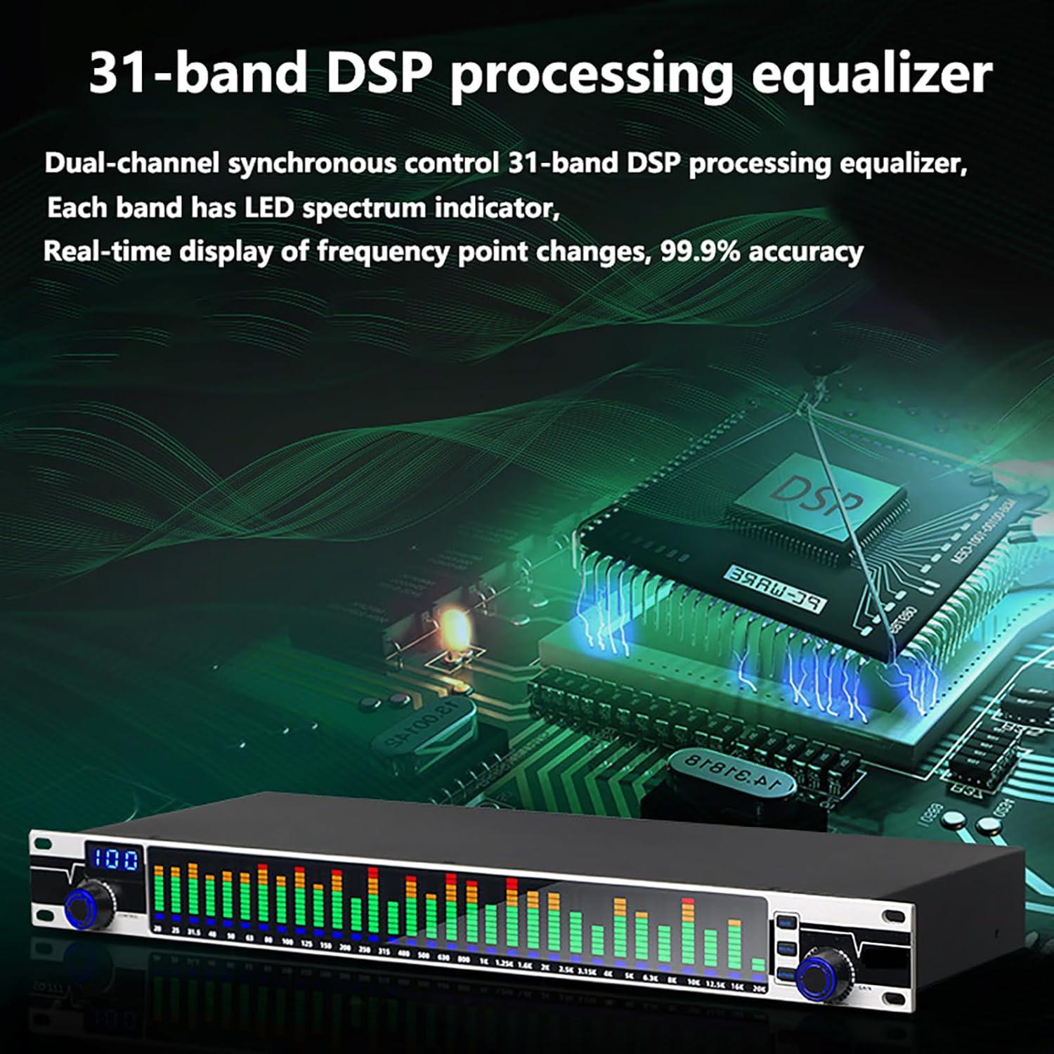 Ecualizador Gráfico Profesional CDULOKLB 31 Bandas LED 10 Efectos