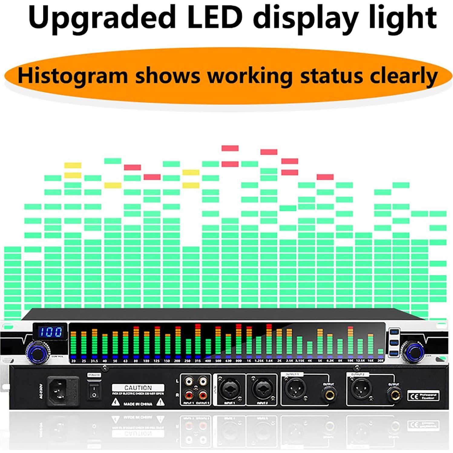 Ecualizador Gráfico Profesional CDULOKLB 31 Bandas LED 10 Efectos