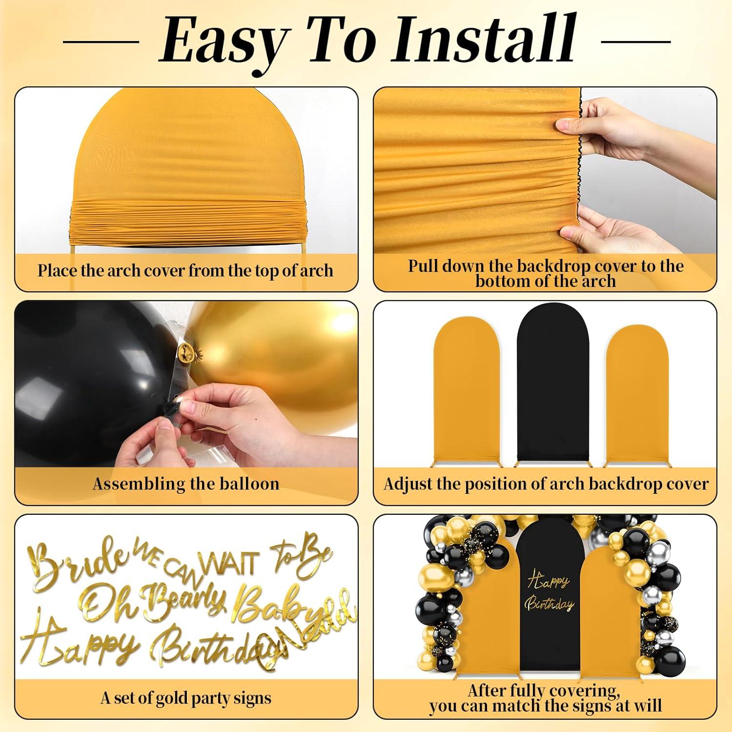 Juego de Cubiertas de Arco de Boda Spandex Doble Color 3 Pzas