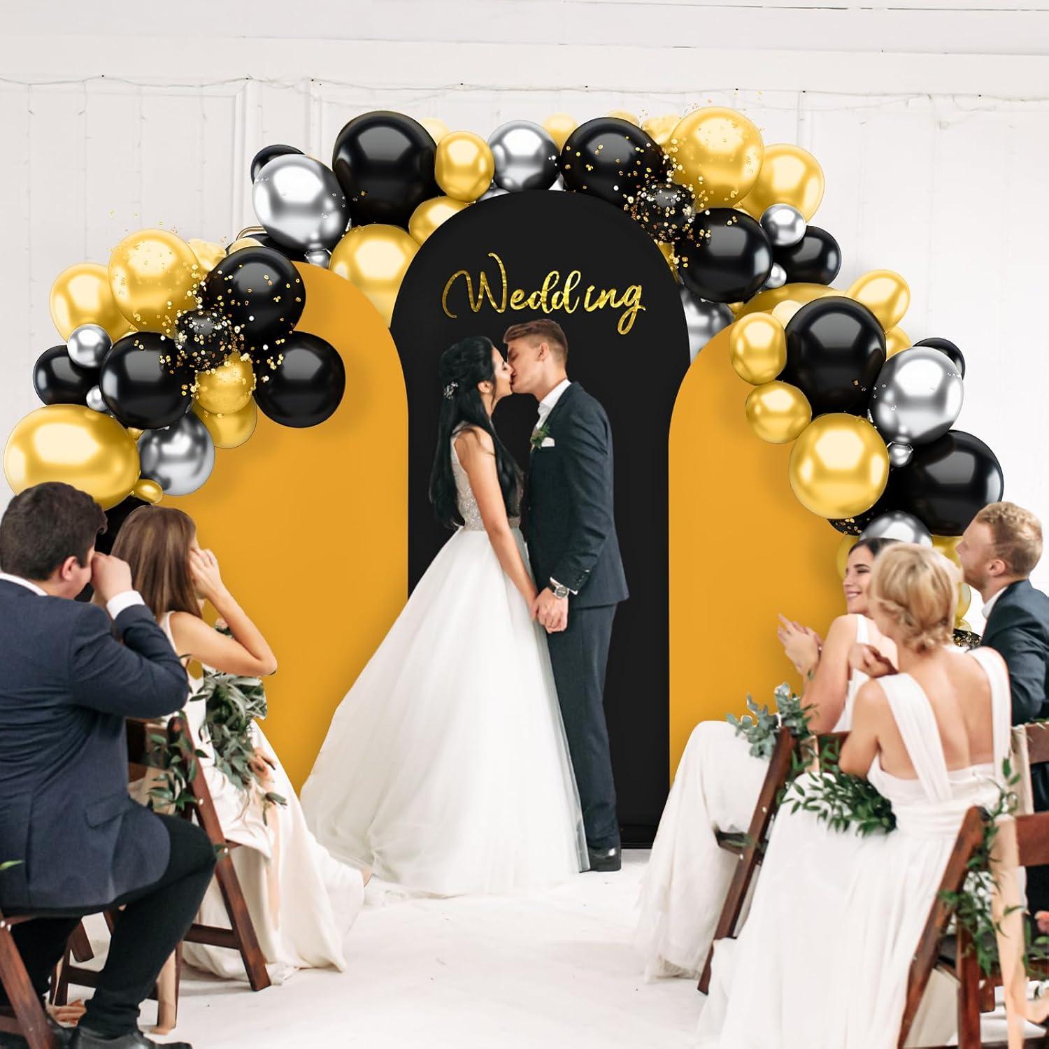 Juego de Cubiertas de Arco de Boda Spandex Doble Color 3 Pzas