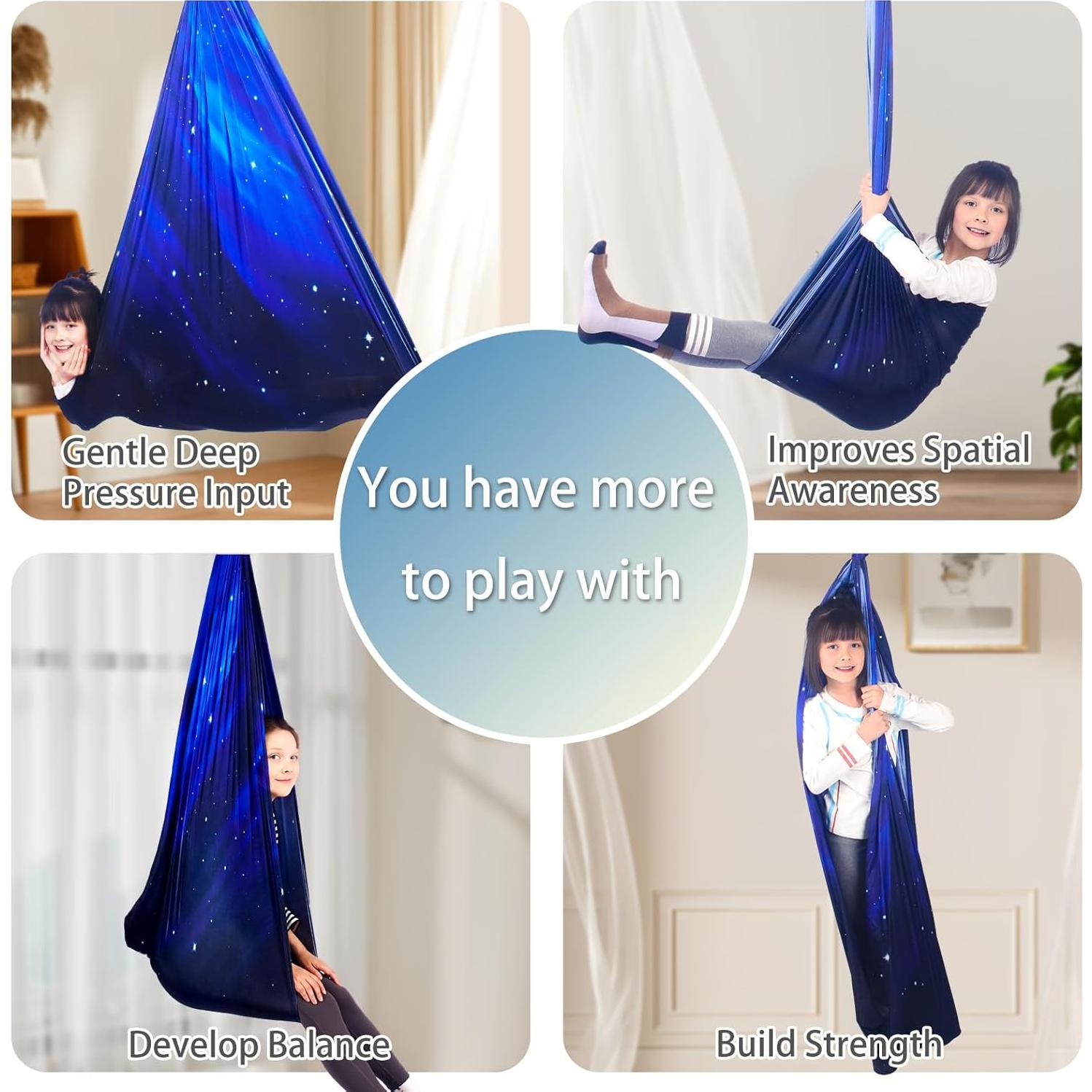 Columpio Sensorial HiCamer para Niños 152x152 cm Azul