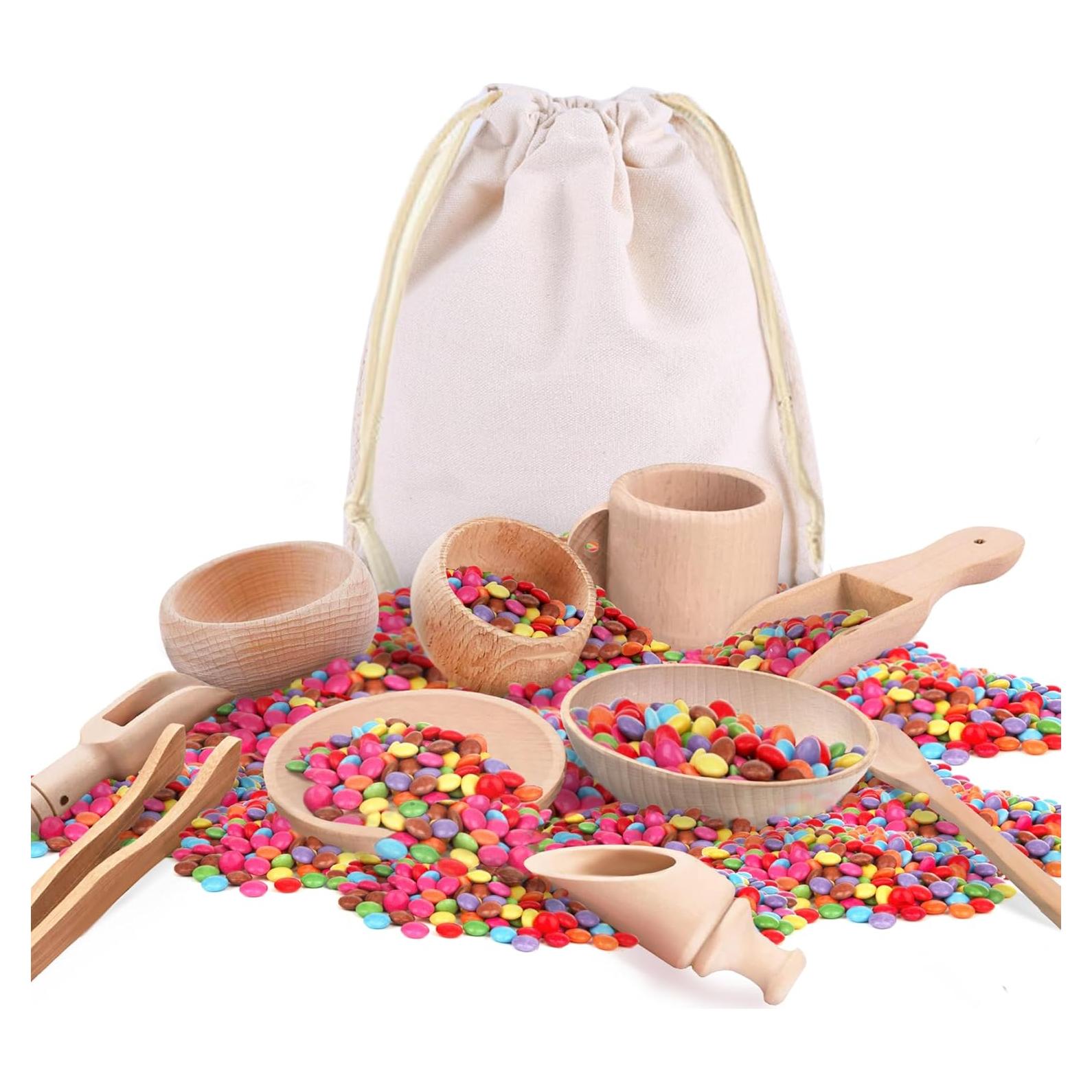 10 Piezas Herramientas Sensoriales de Madera Montessori Yowlieu