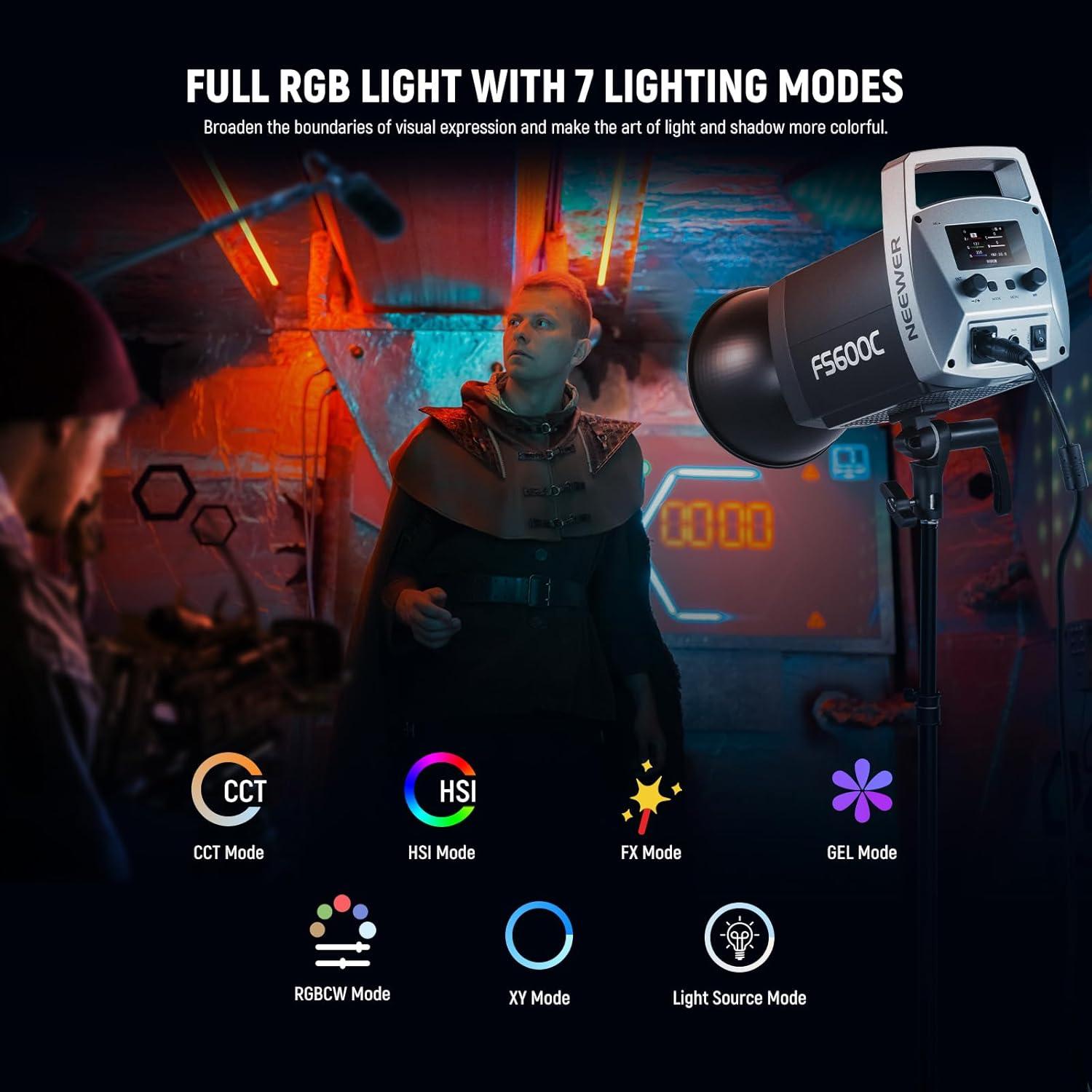 Luz de Video LED RGB NEEWER FS600C 600W 2500-7500K Control DMX