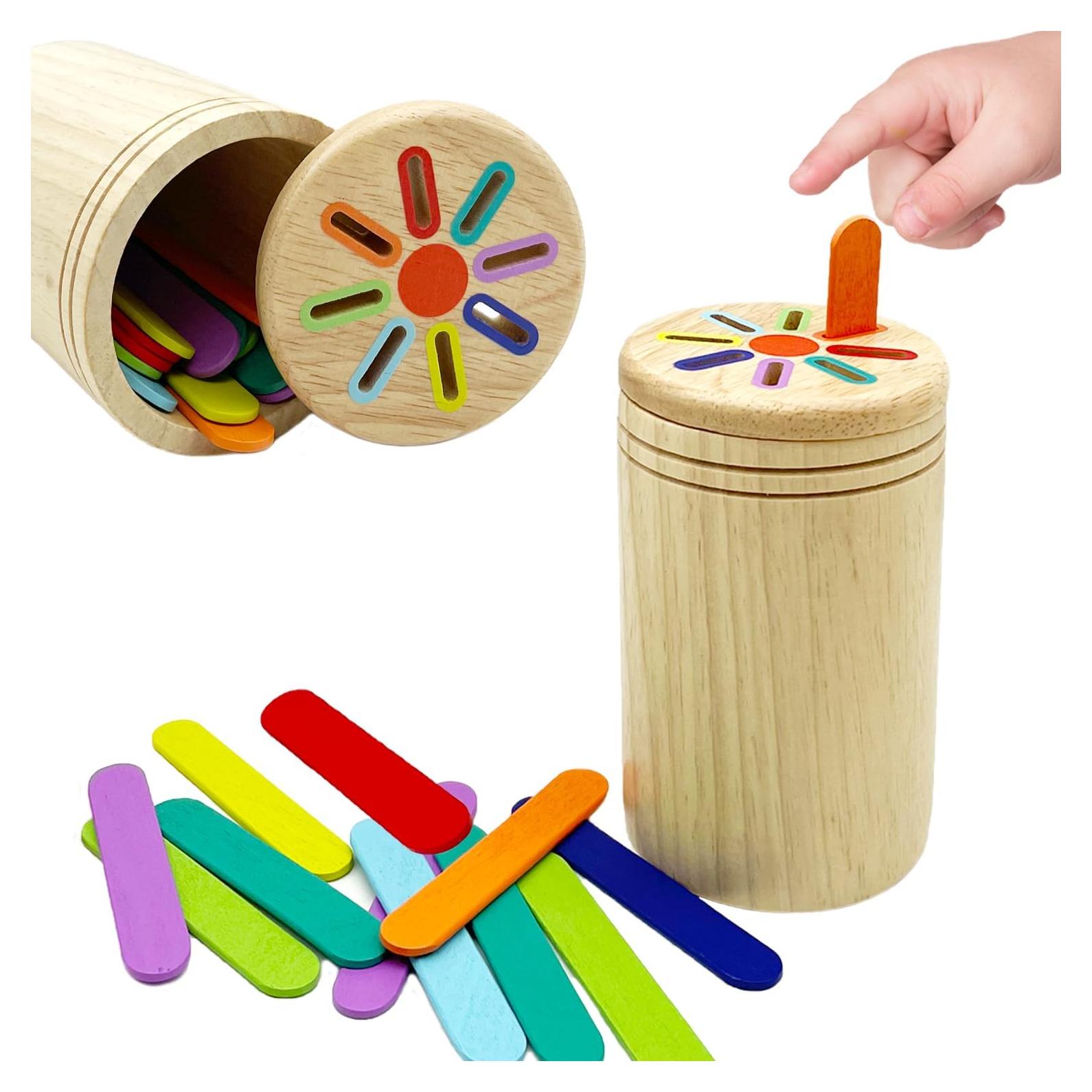 Juguete Montessori de Clasificación de Colores RGEHTE - Palitos de Madera para Niños de 3 a 6 Años