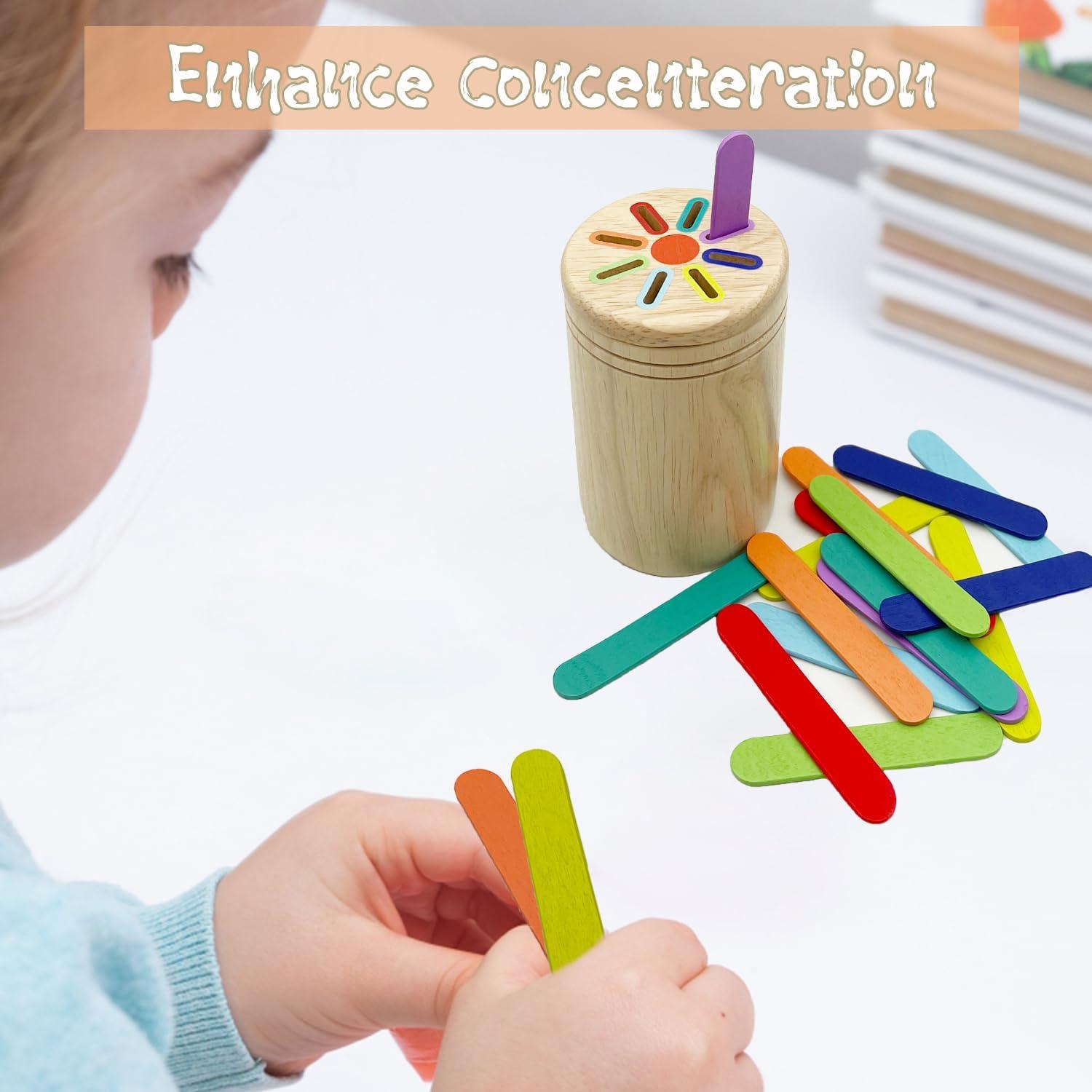 Juguete Montessori de Clasificación de Colores RGEHTE - Palitos de Madera para Niños de 3 a 6 Años
