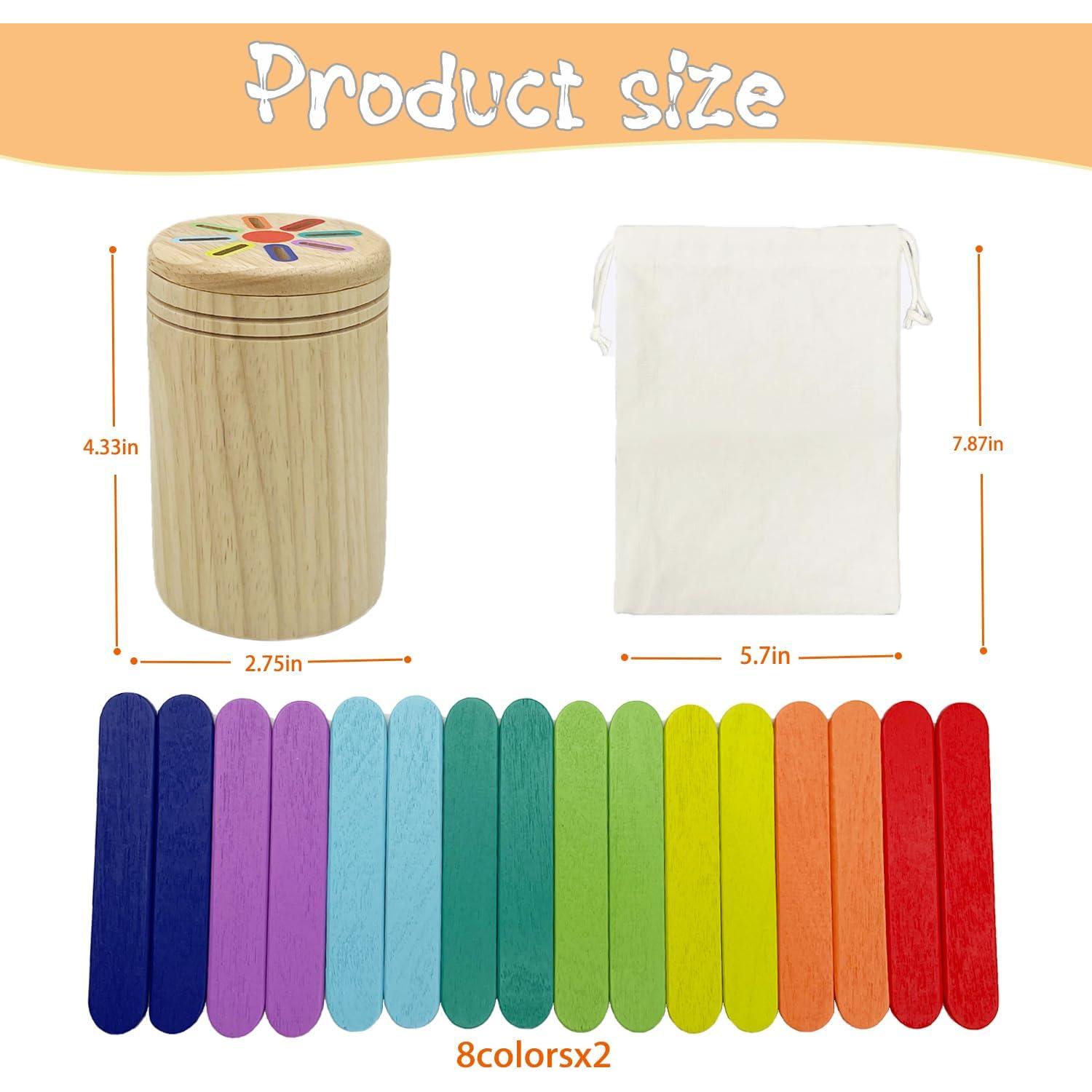 Juguete Montessori de Clasificación de Colores RGEHTE - Palitos de Madera para Niños de 3 a 6 Años