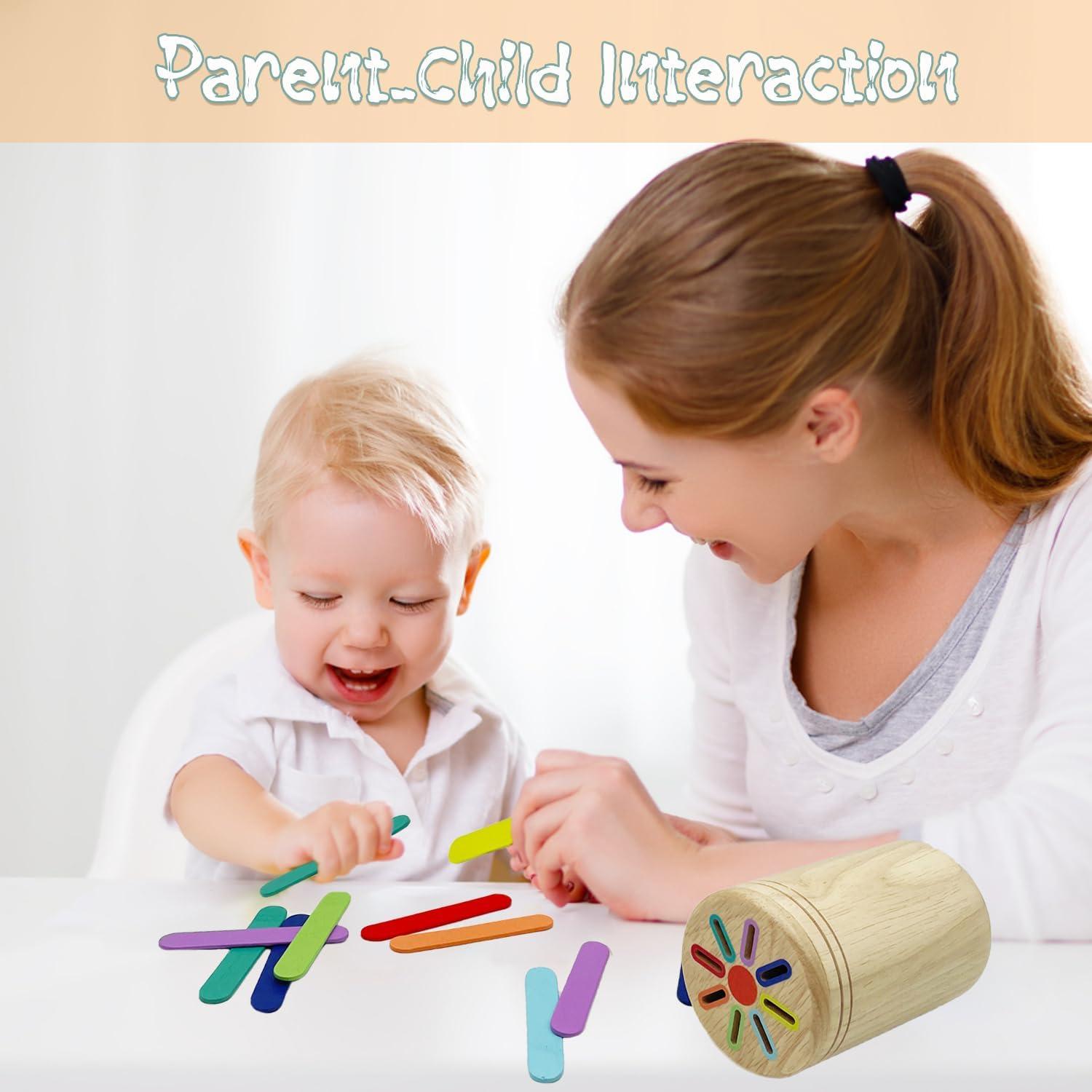 Juguete Montessori de Clasificación de Colores RGEHTE - Palitos de Madera para Niños de 3 a 6 Años