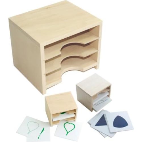 Gabinete Montessori Outlet para Tarjetas Geométricas 3 Estantes