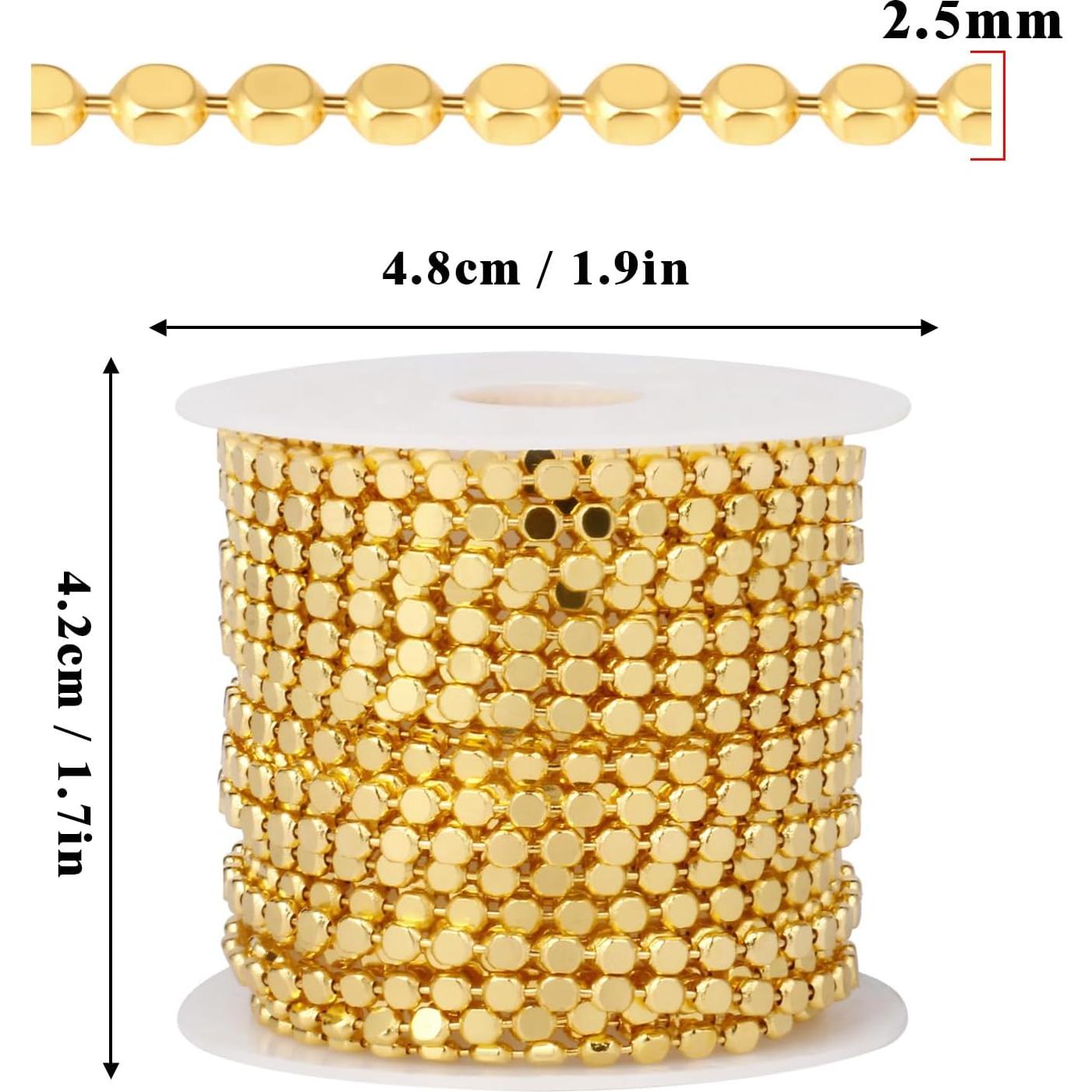 Cadena de Puntos Dorados Cadikez 5.03m 2.5mm Latón Baño Oro