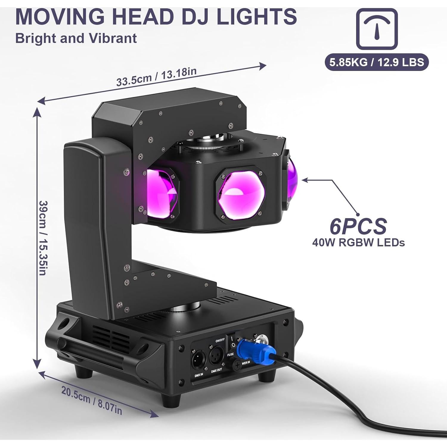 Luz de Cabeza Móvil XYZ 6 x 40W RGBW DMX para Eventos