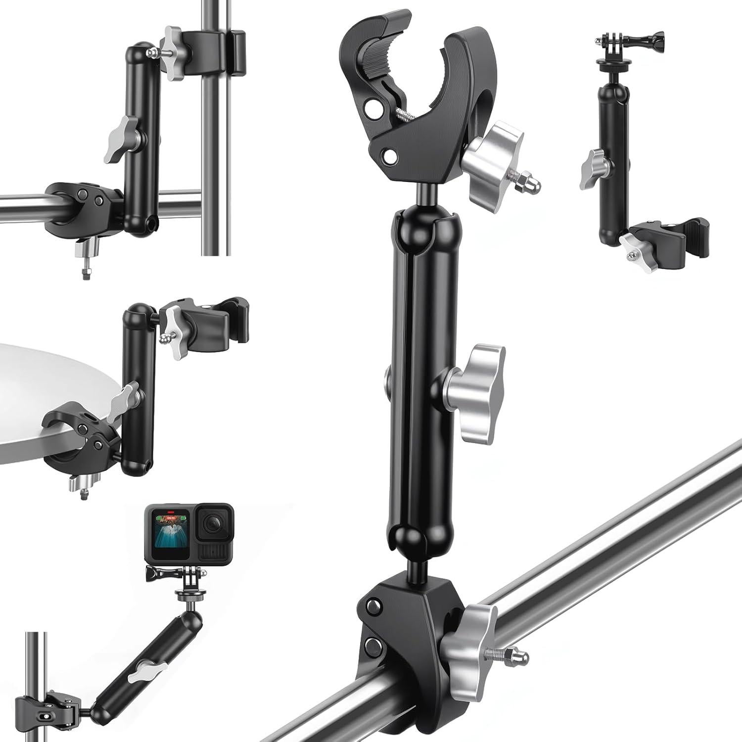 Soporte Doble Super Clamp Laetasss para Cámara y Paraguas