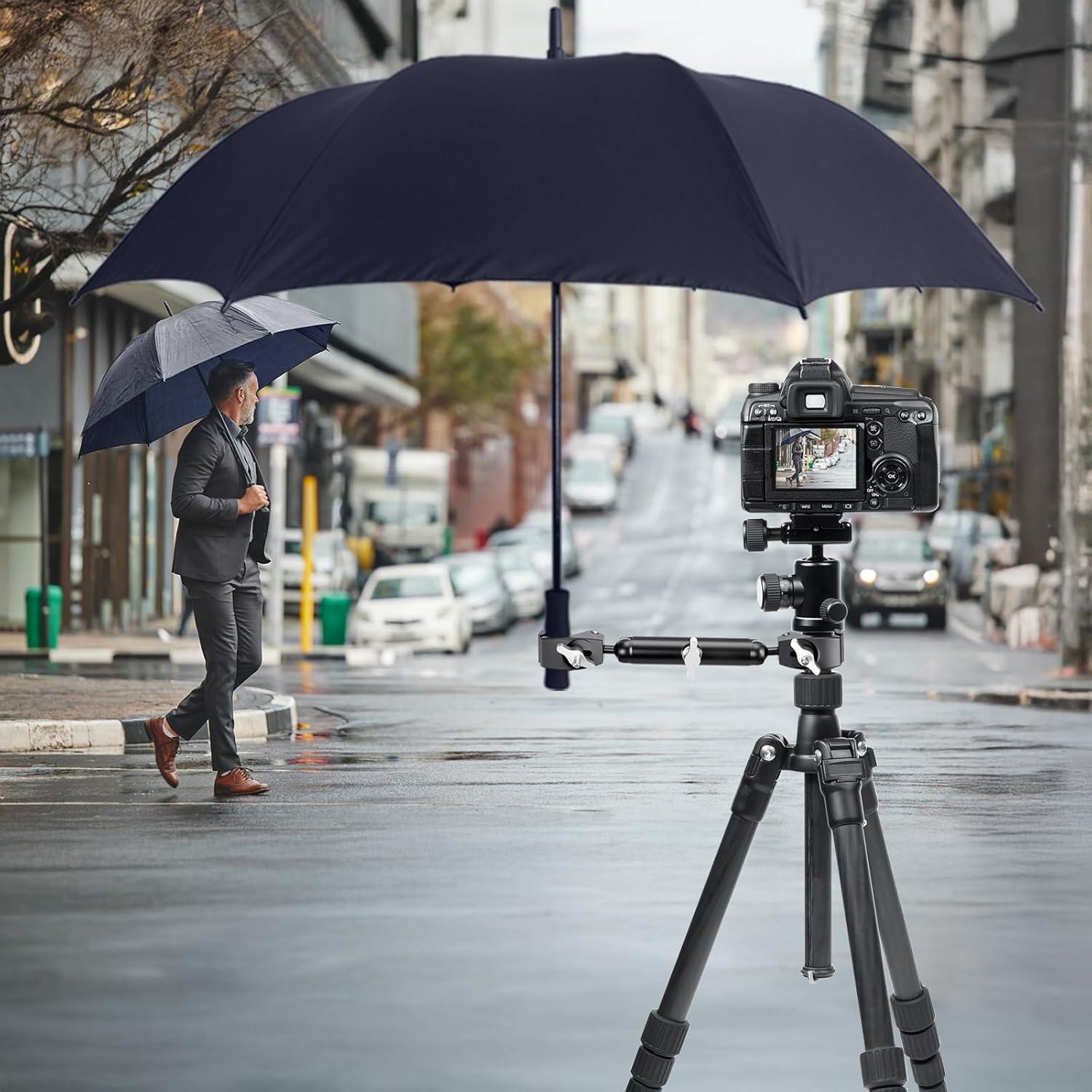 Soporte Doble Super Clamp Laetasss para Cámara y Paraguas