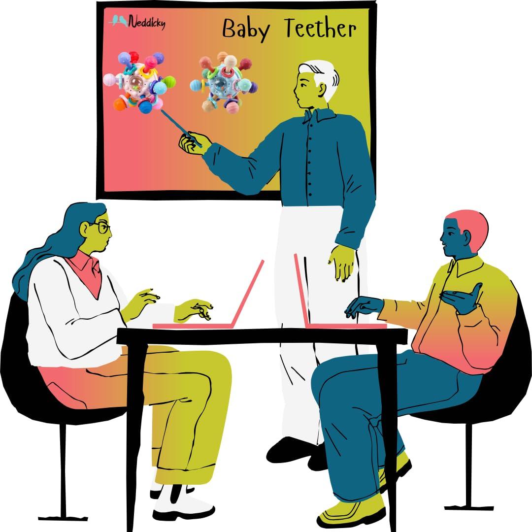 Mordedor y Sonajero Neddicky Azul Claro - Silicona Segura