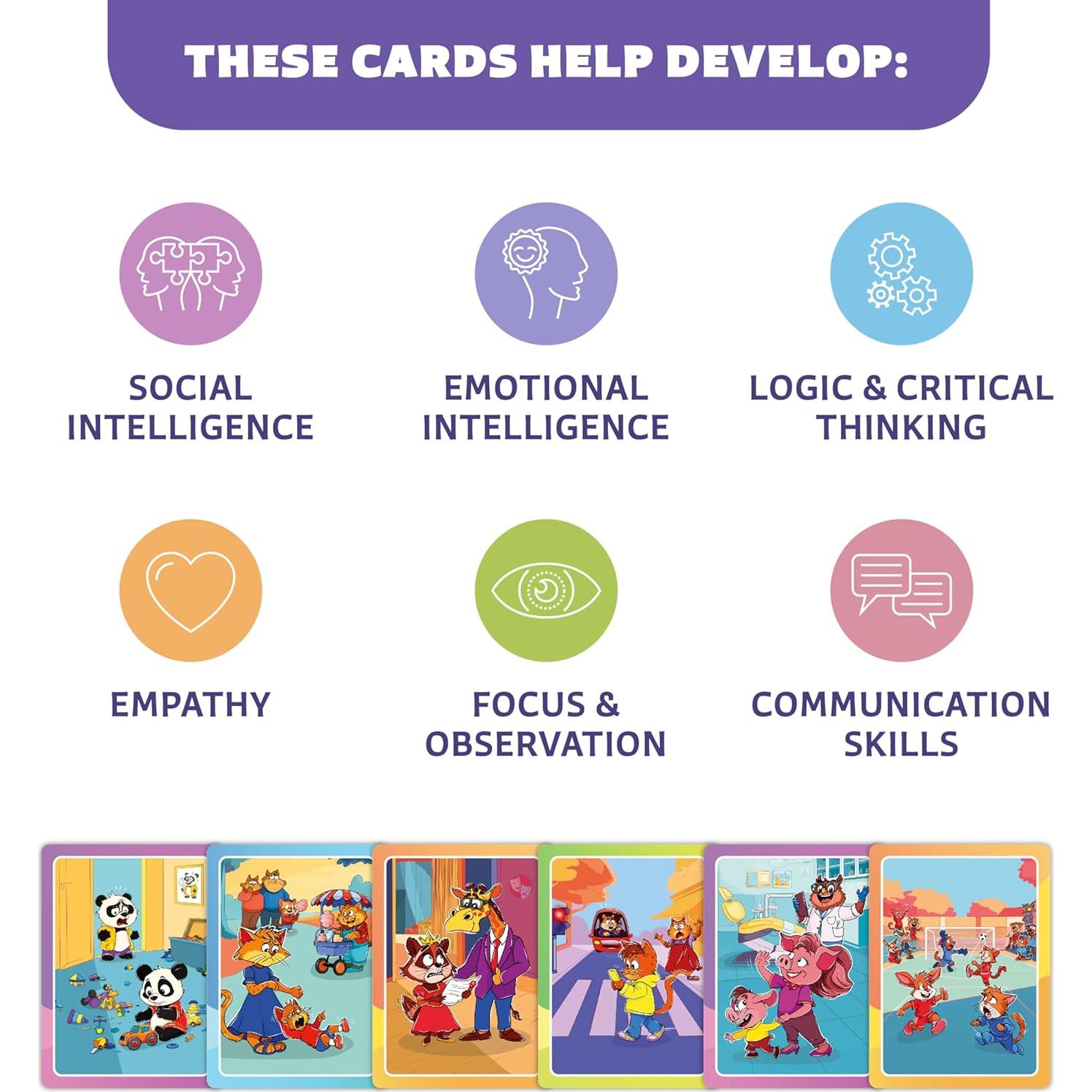 Tarjetas de Conversación Quién Qué Por Qué Clever Fox - Habilidades Sociales y Emocionales 4+