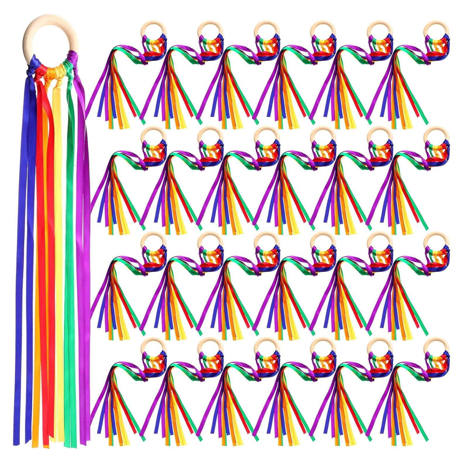 Cometa de Mano Arcoíris Junkin - 24 Pzs Cintas de Danza