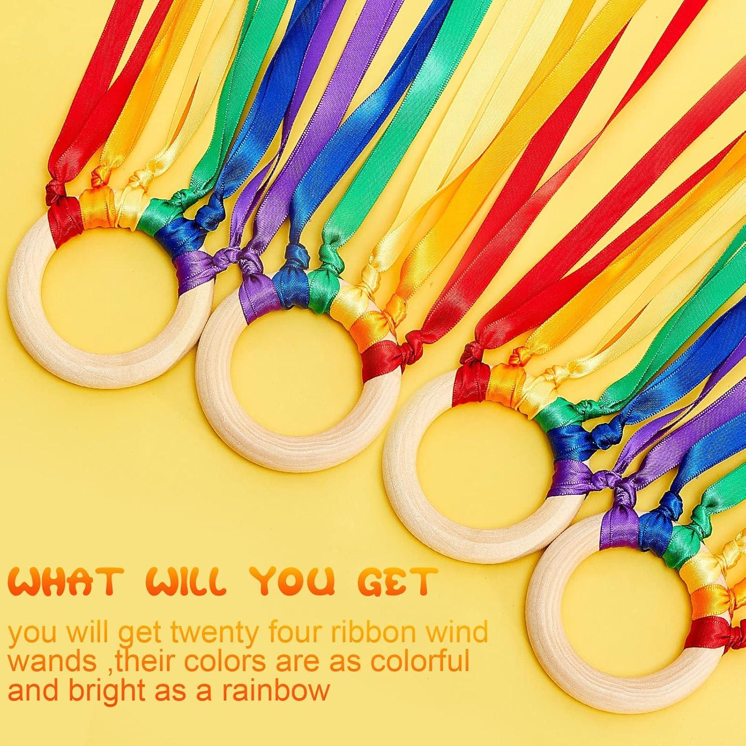 Cometa de Mano Arcoíris Junkin - 24 Pzs Cintas de Danza