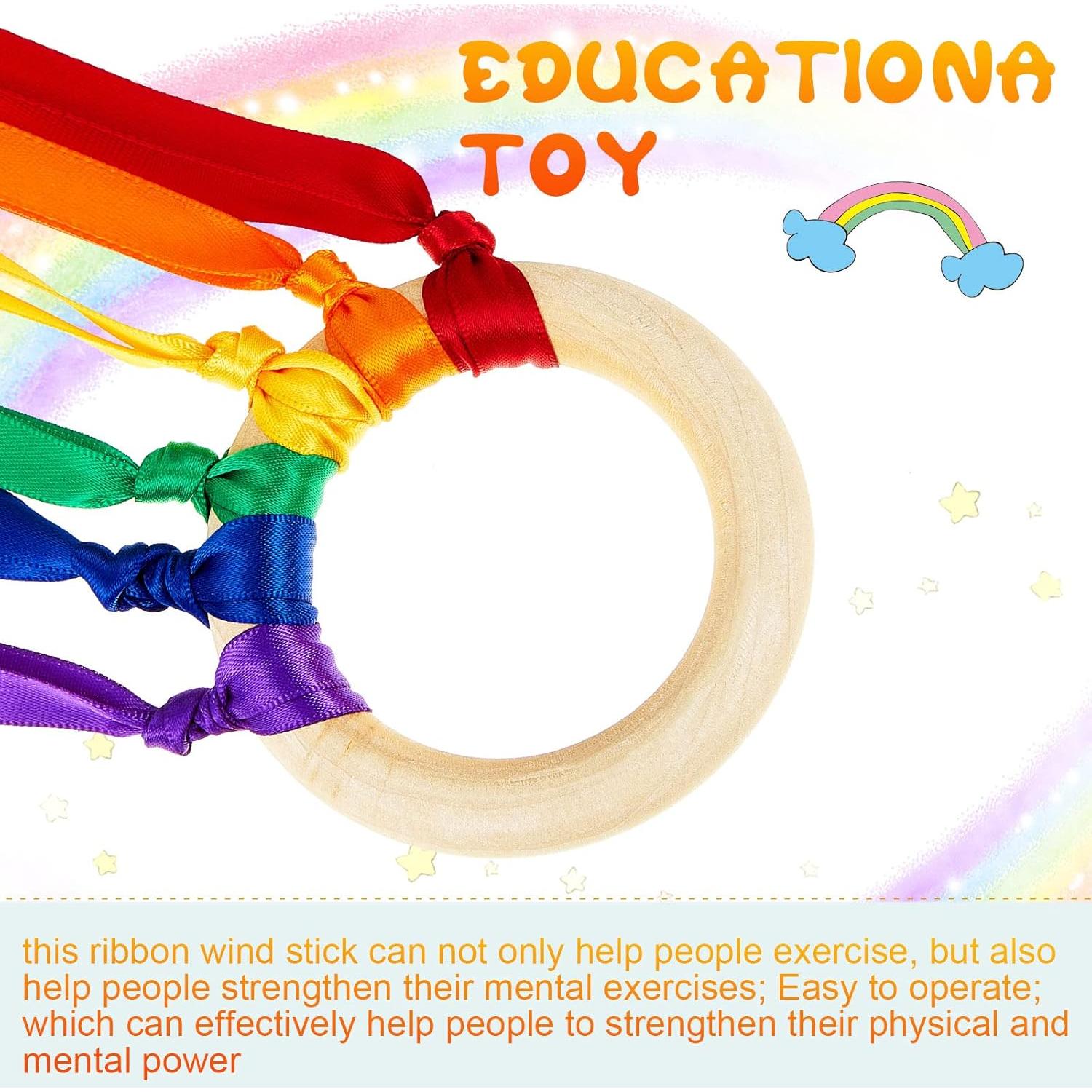 Cometa de Mano Arcoíris Junkin - 24 Pzs Cintas de Danza