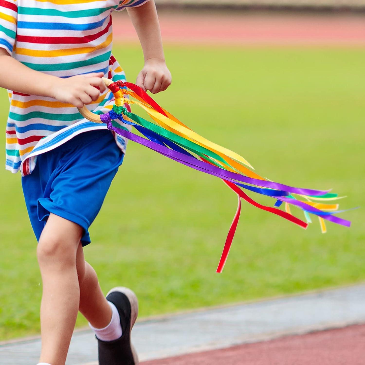 Cometa de Mano Arcoíris Junkin - 24 Pzs Cintas de Danza