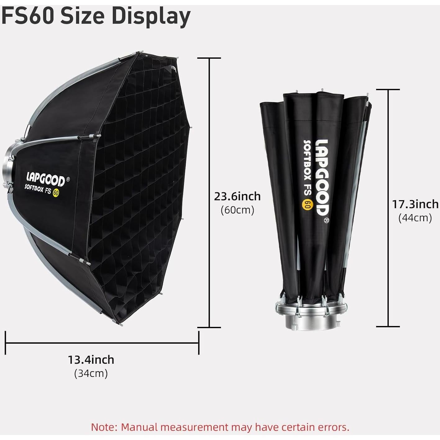 Softbox Plegable LAPGOOD FS60 60cm con Montura Bowens