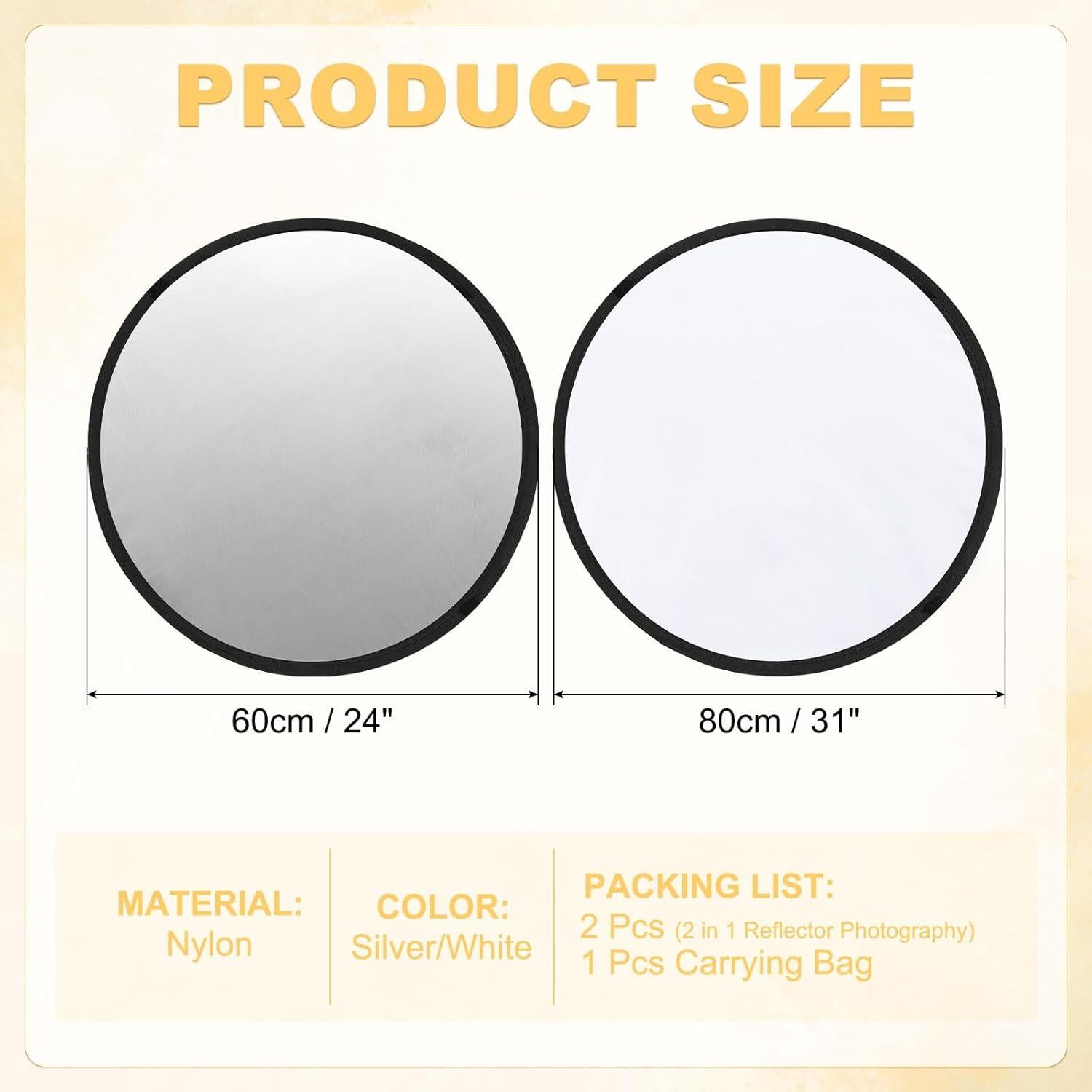 Reflector Fotográfico 60cm PATIKIL 2 en 1 Plata/Blanco