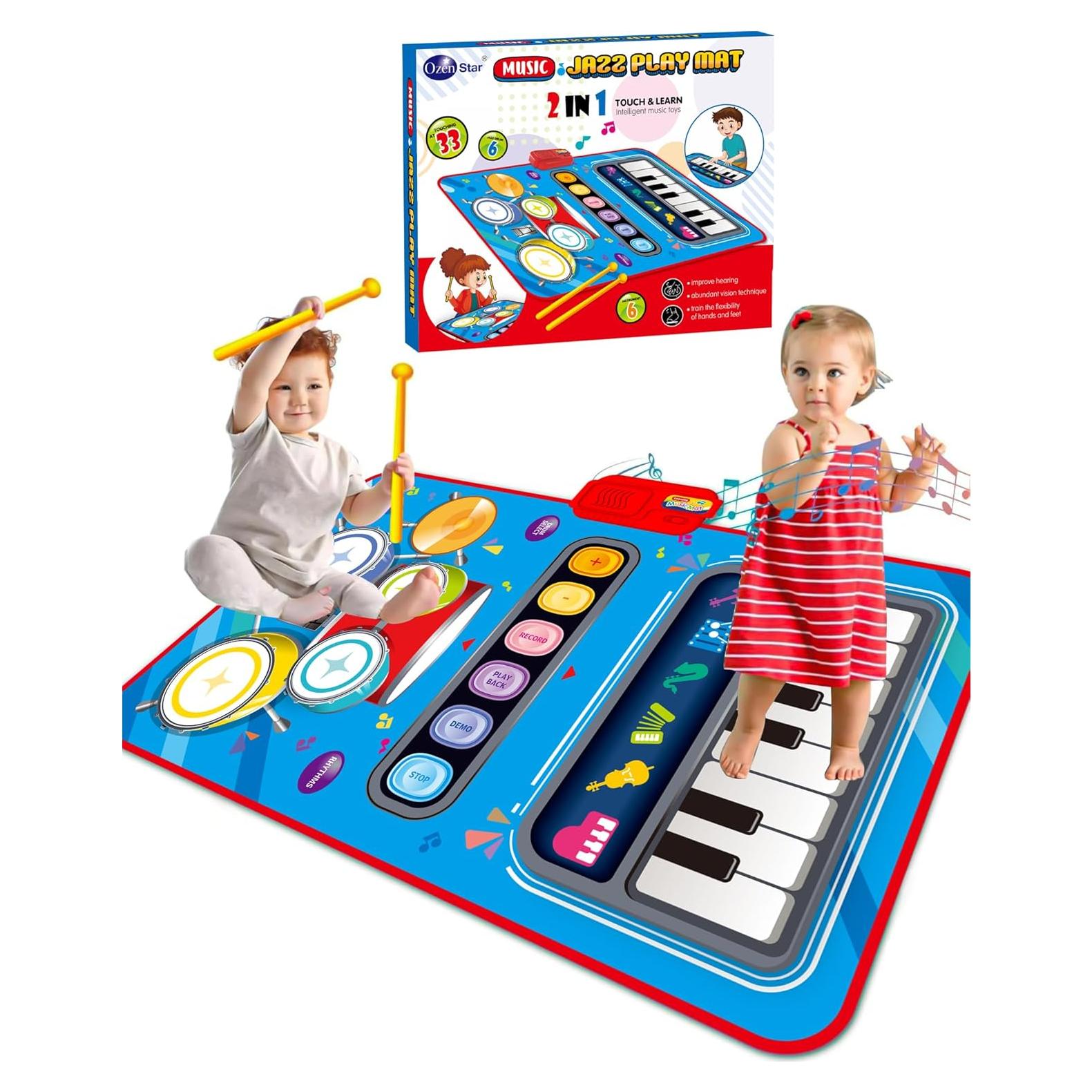 Alfombra Musical para Bebés DQMOON con Piano y Batería Azul