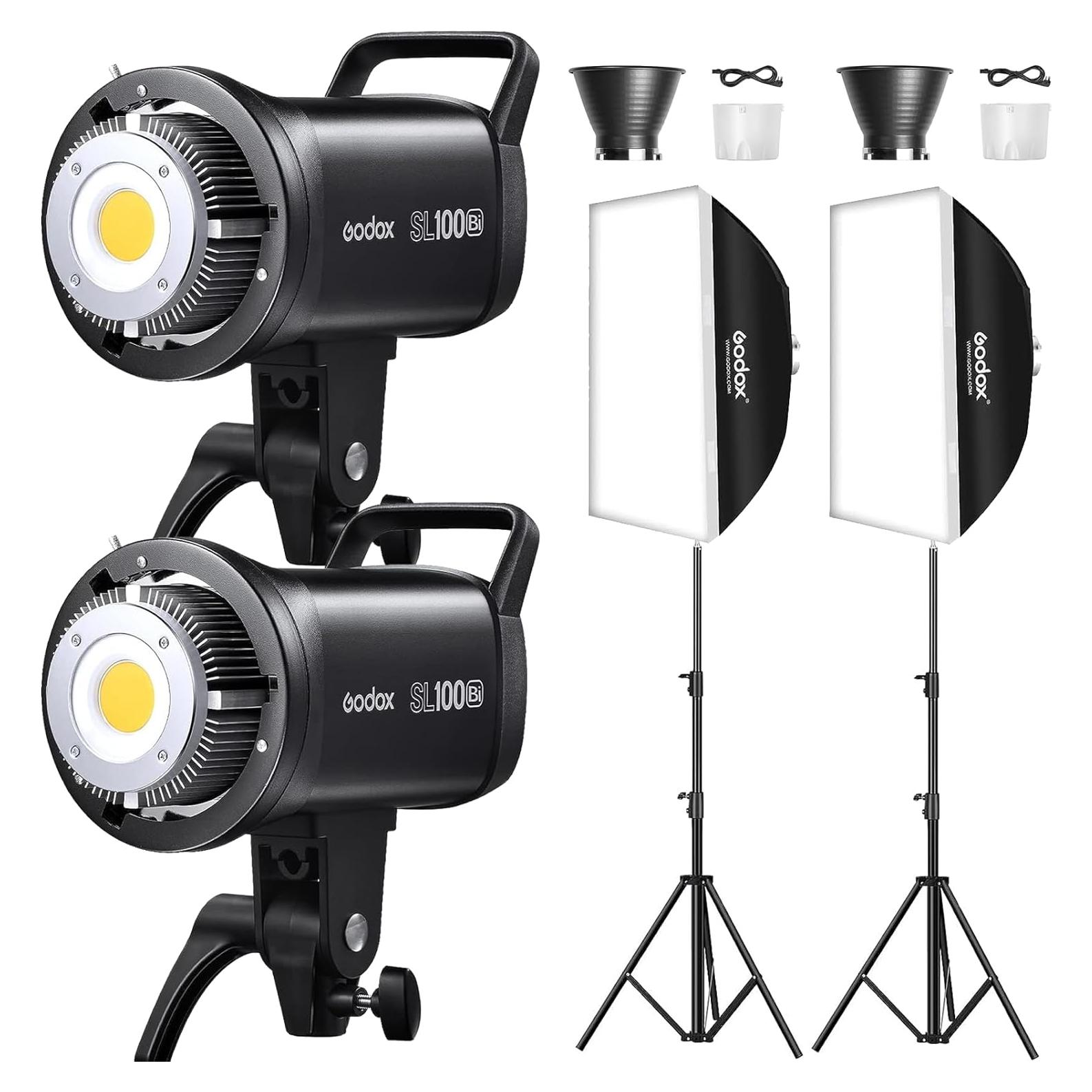 Kit de 2 Luces LED Godox SL100Bi 100W Bi-Color con Softbox