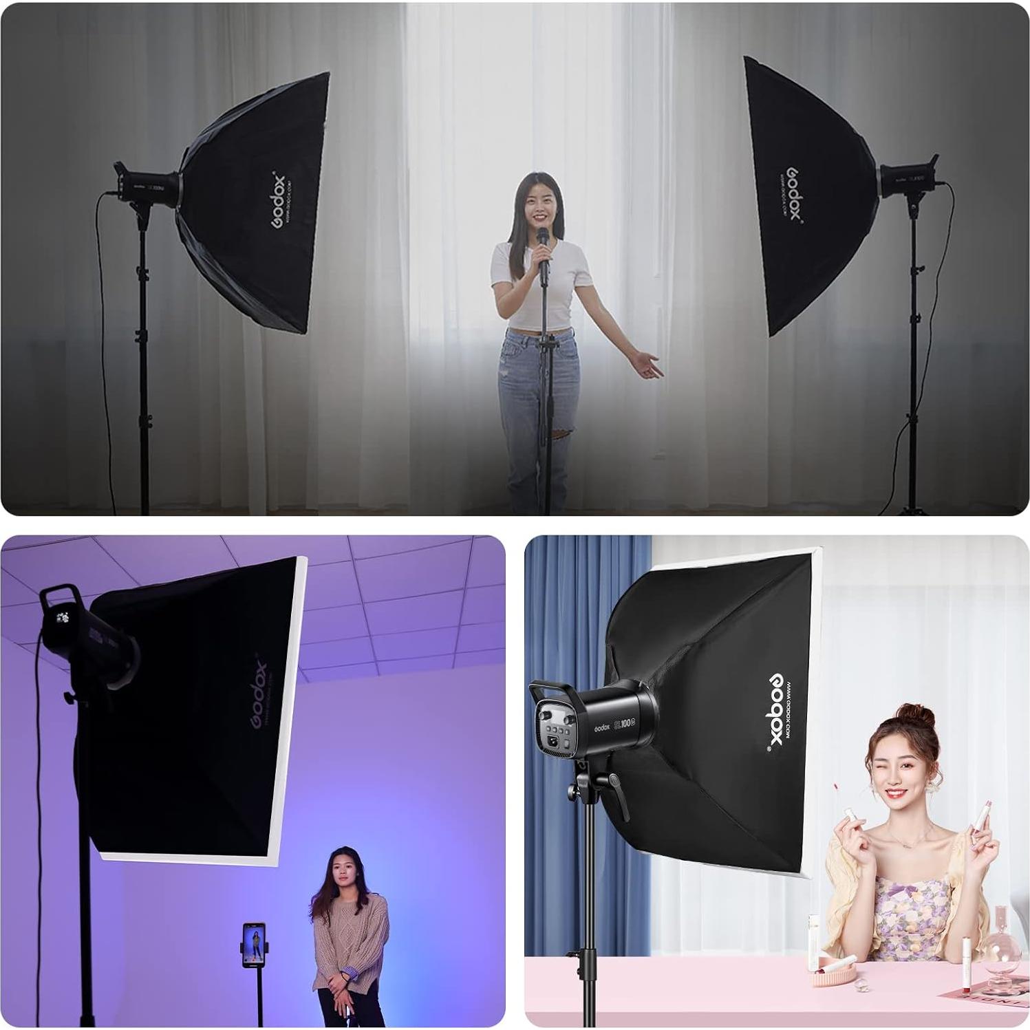 Kit de 2 Luces LED Godox SL100Bi 100W Bi-Color con Softbox
