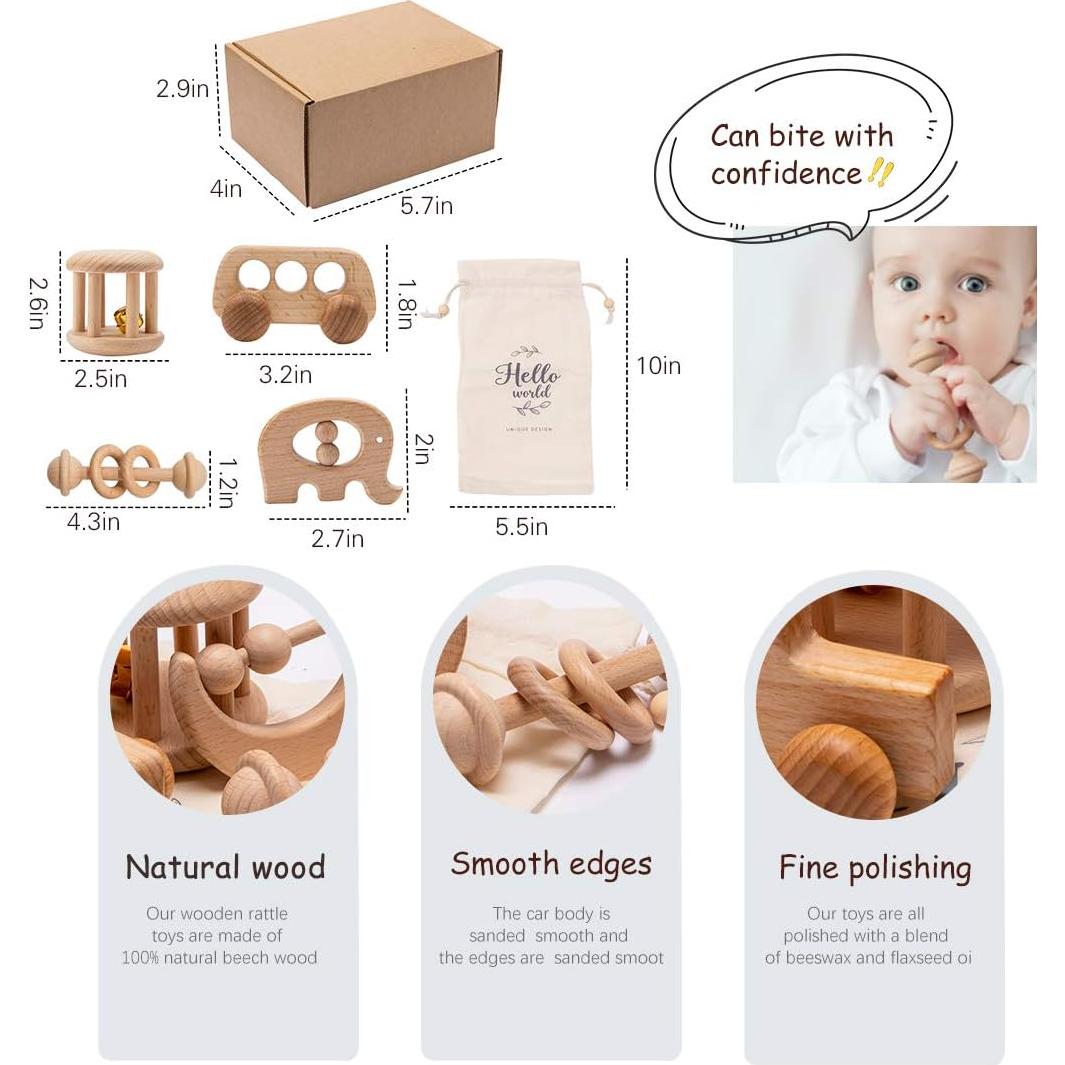 Sonajero de Madera Orgánica para Bebés Vamos a Hacer 220g