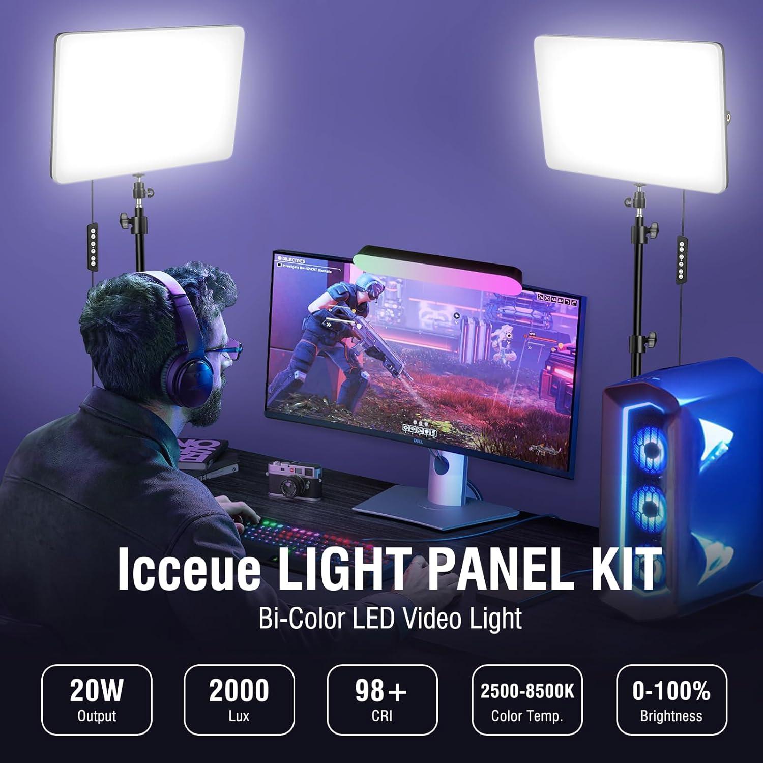 Kit de Luz LED Icceue con Trípode Ajustable 160cm 2500K-8500K