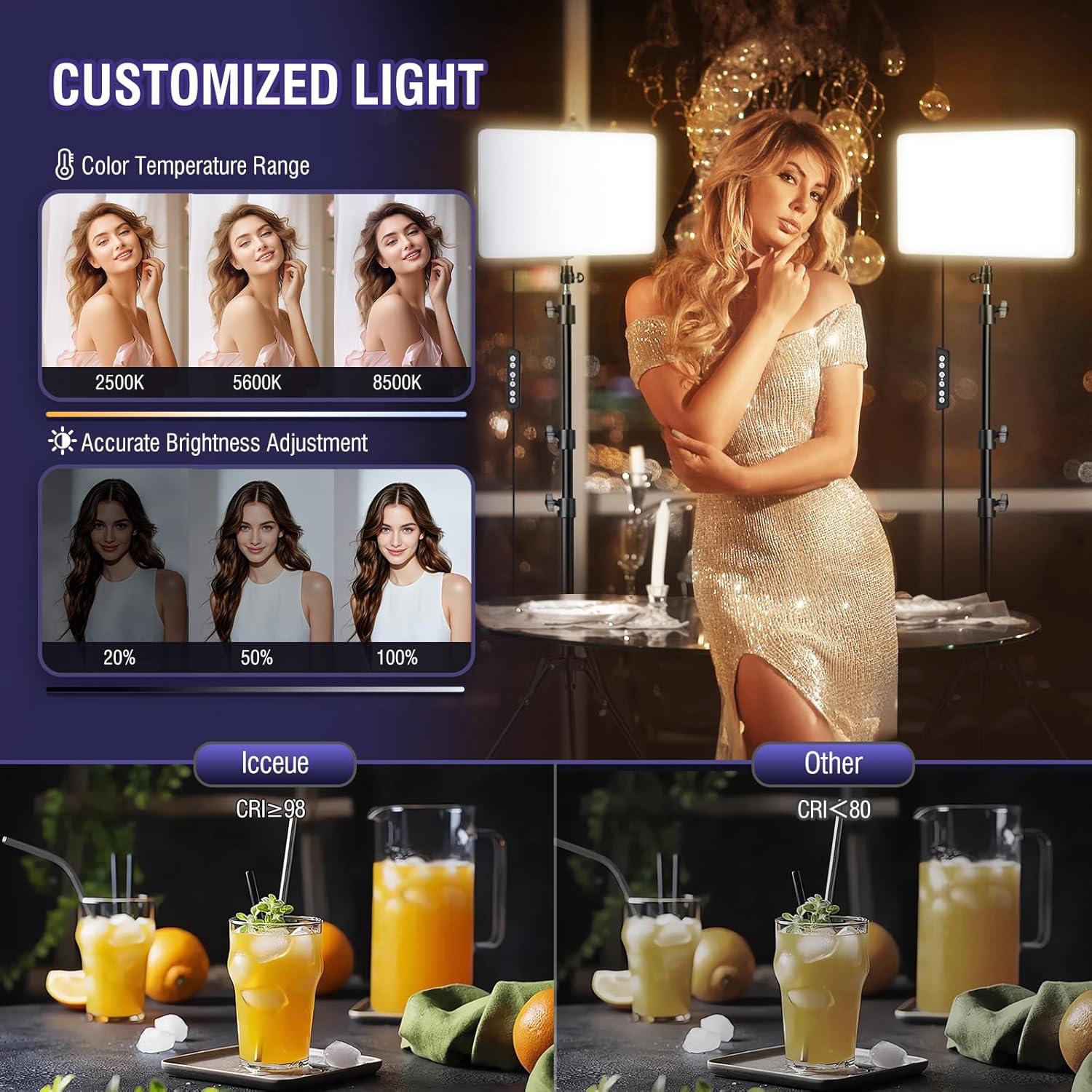 Kit de Luz LED Icceue con Trípode Ajustable 160cm 2500K-8500K