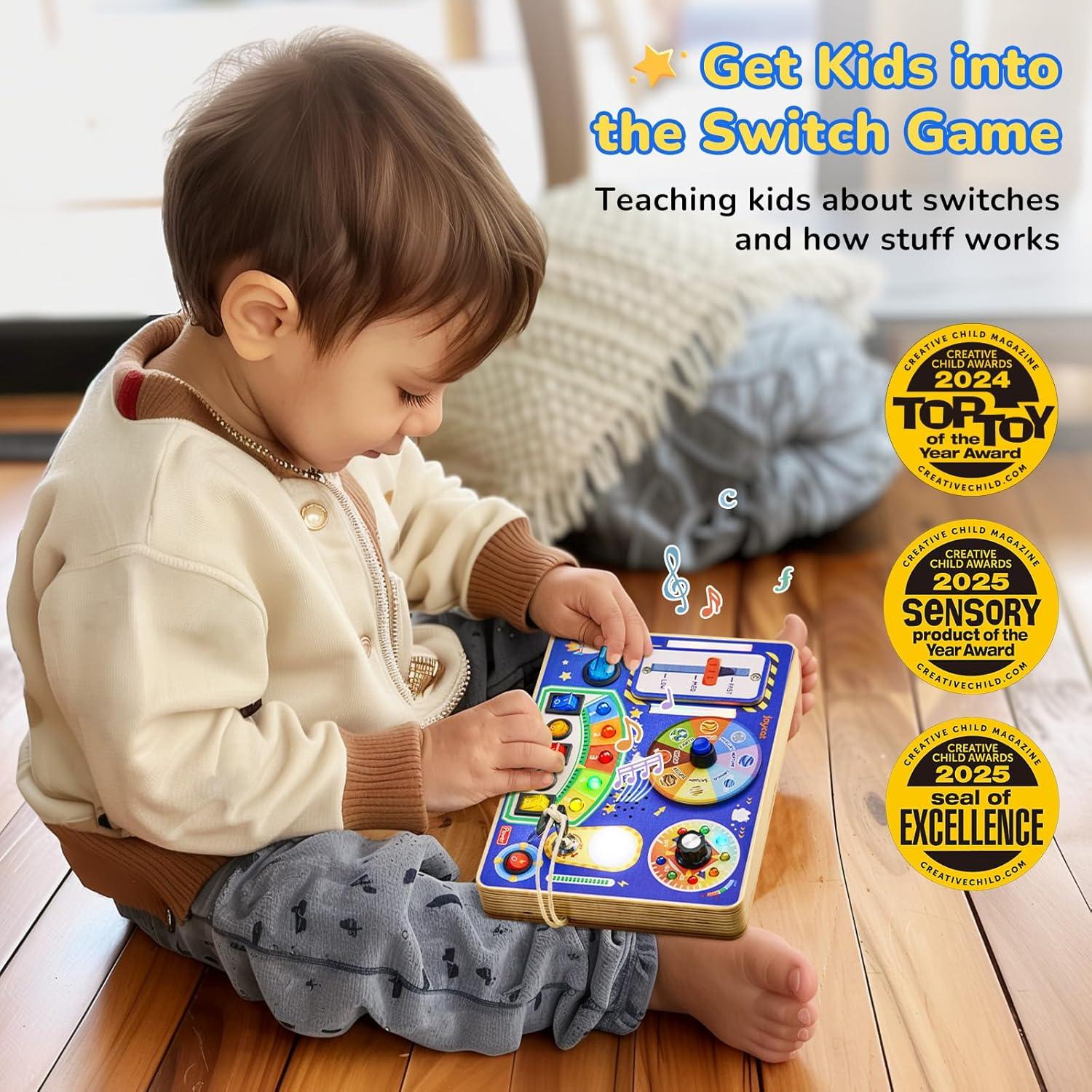 Tablero Ocupado LED JoyCat para Niños 1-3 Años, Madera