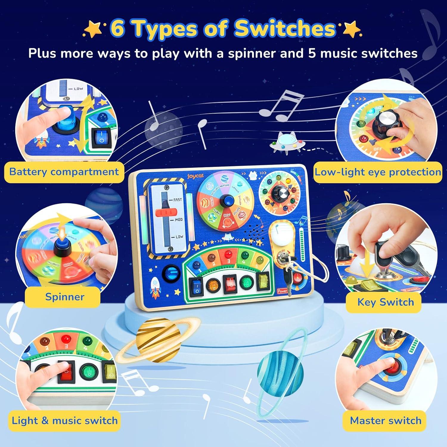 Tablero Ocupado LED JoyCat para Niños 1-3 Años, Madera