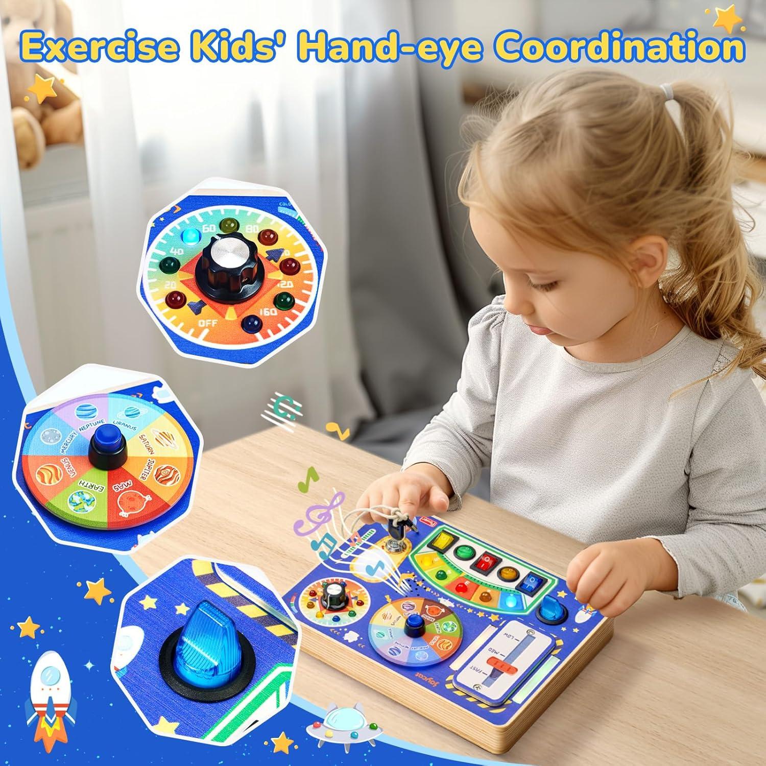 Tablero Ocupado LED JoyCat para Niños 1-3 Años, Madera