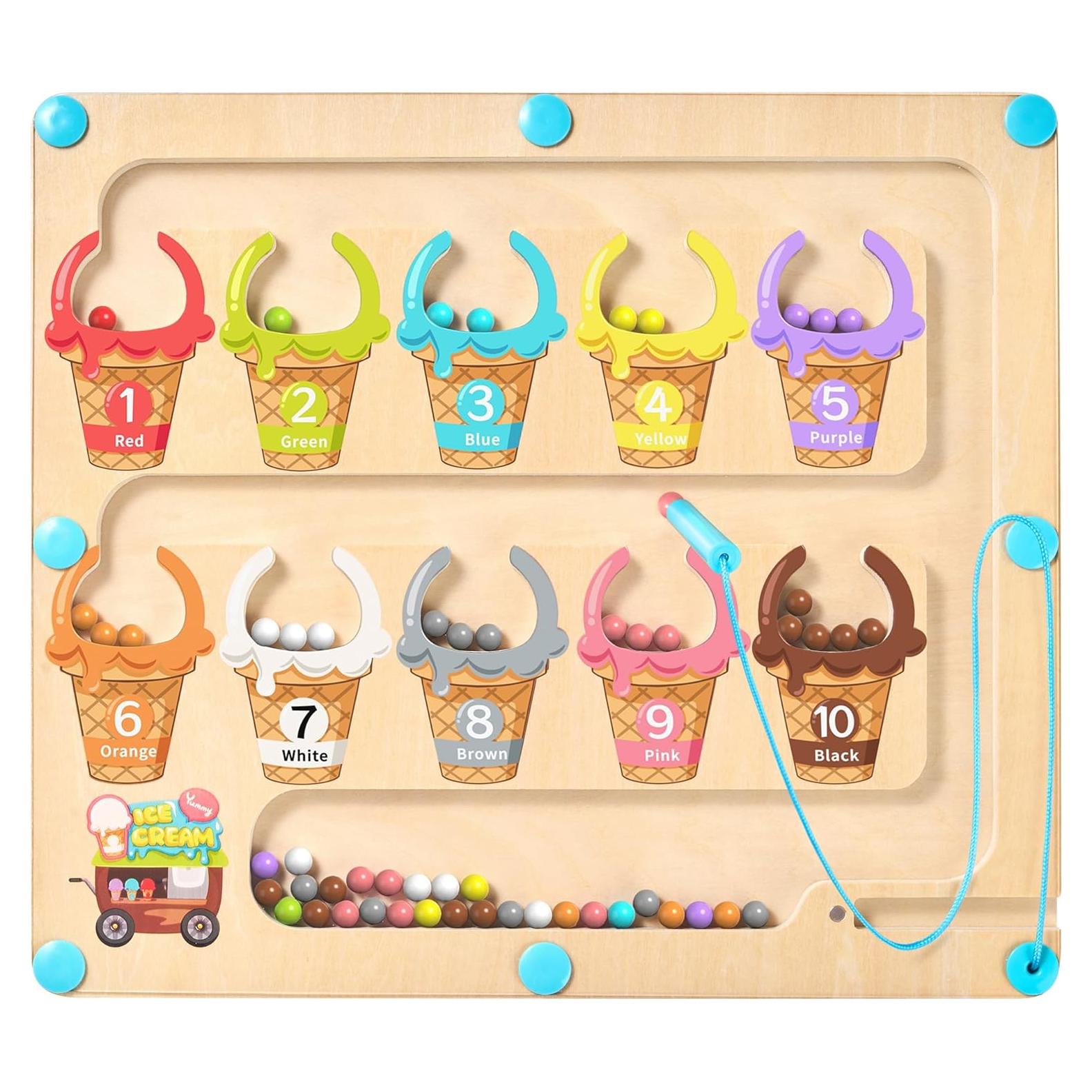 Laberinto Magnético de Colores Gamenote - Juguete Educativo de Madera 30 cm