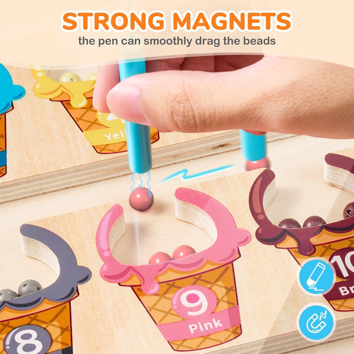 Laberinto Magnético de Colores Gamenote - Juguete Educativo de Madera 30 cm