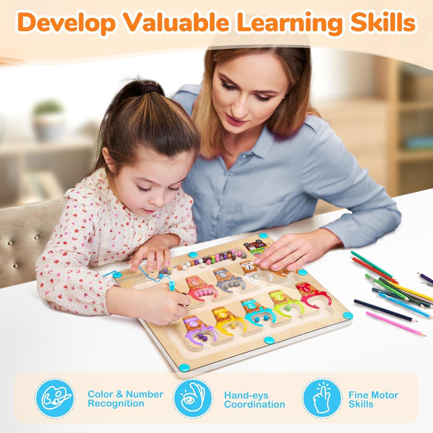 Laberinto Magnético de Colores Gamenote - Juguete Educativo de Madera 30 cm