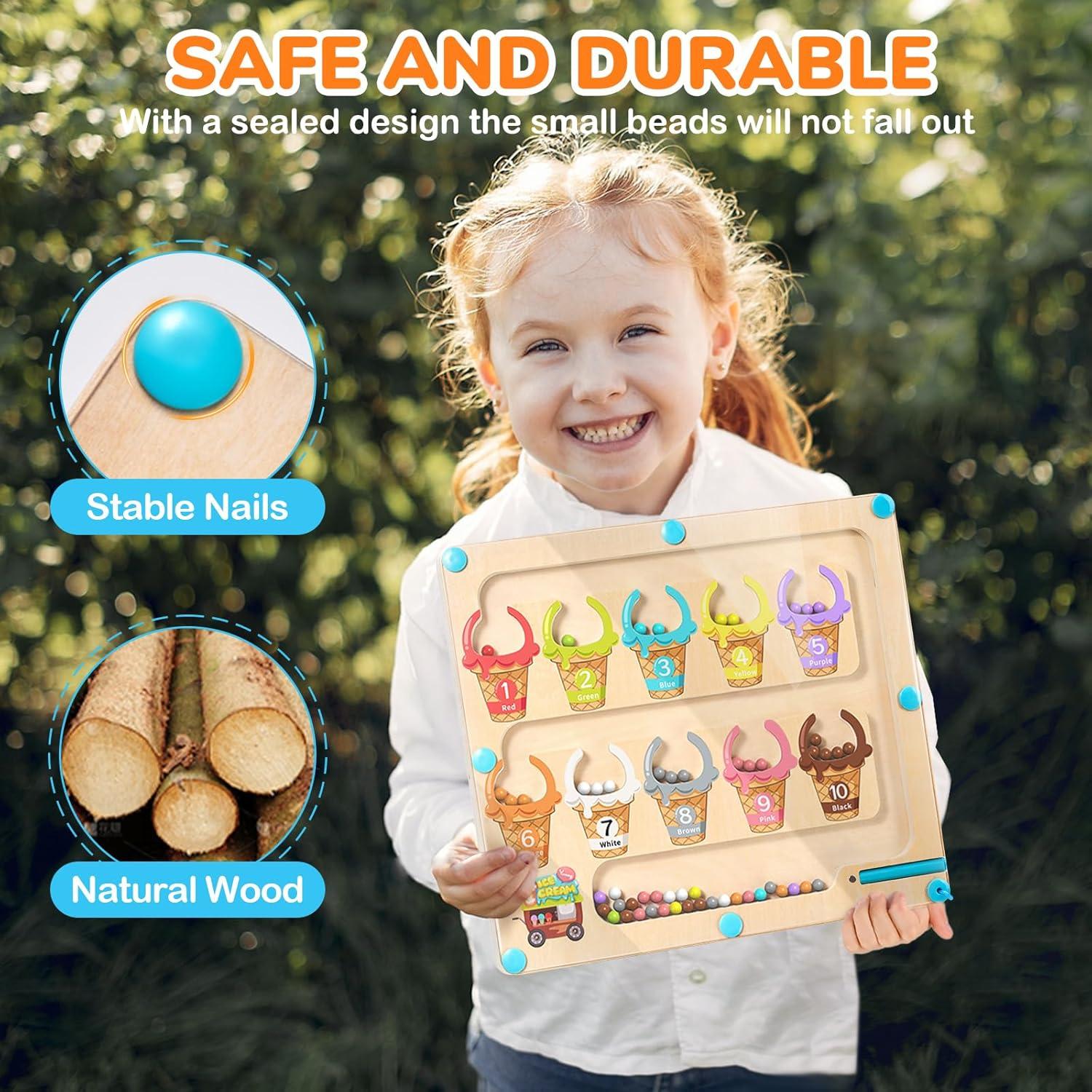 Laberinto Magnético de Colores Gamenote - Juguete Educativo de Madera 30 cm